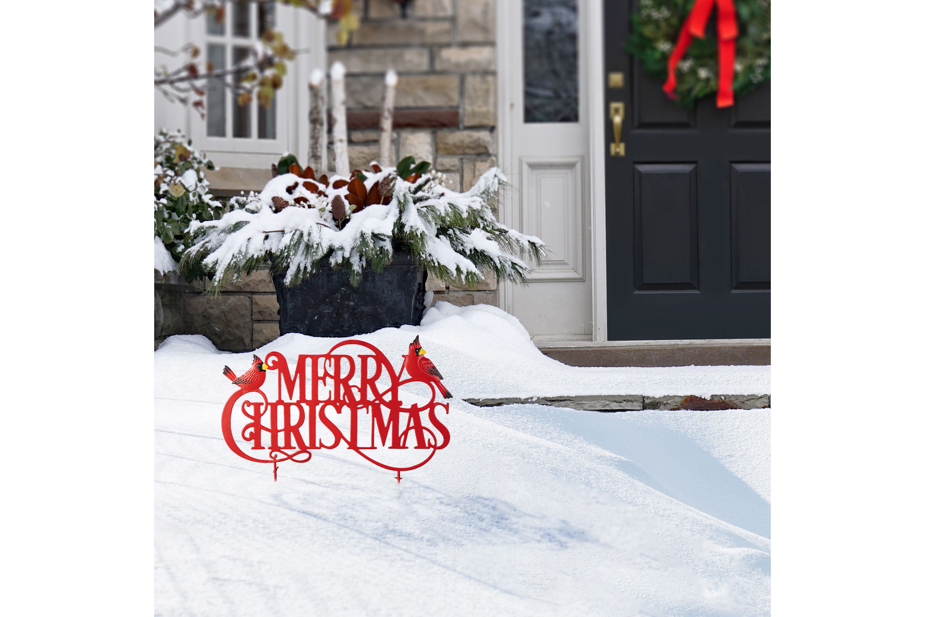 24L Metal Christmas "MERRY CHRISTMAS"  Yard Stake(KD)