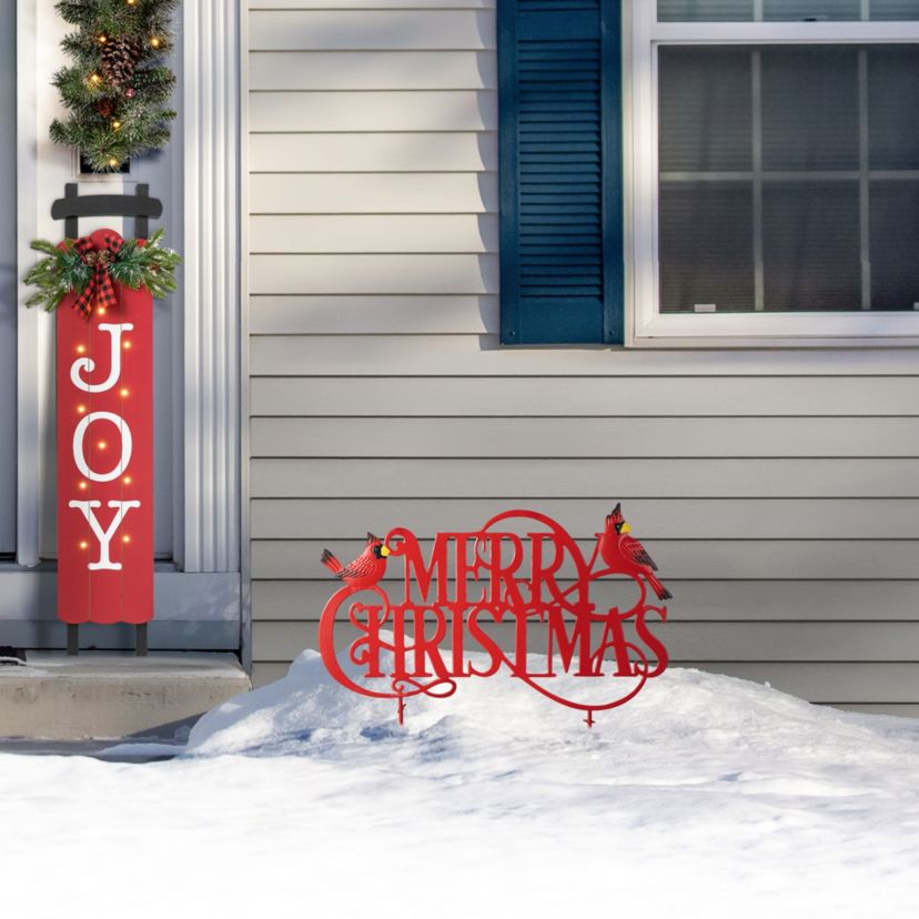 24L Metal Christmas "MERRY CHRISTMAS"  Yard Stake(KD)