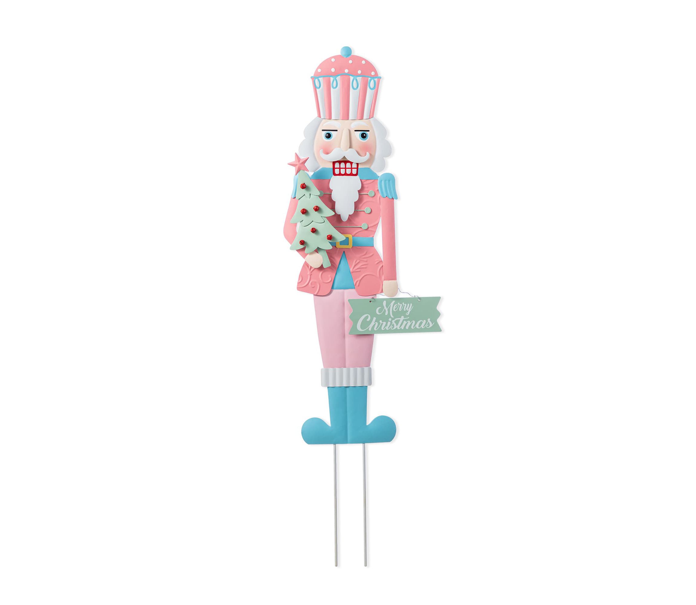 36"H Metal Christmas Pink Nutcracker Yard Stake(KD)