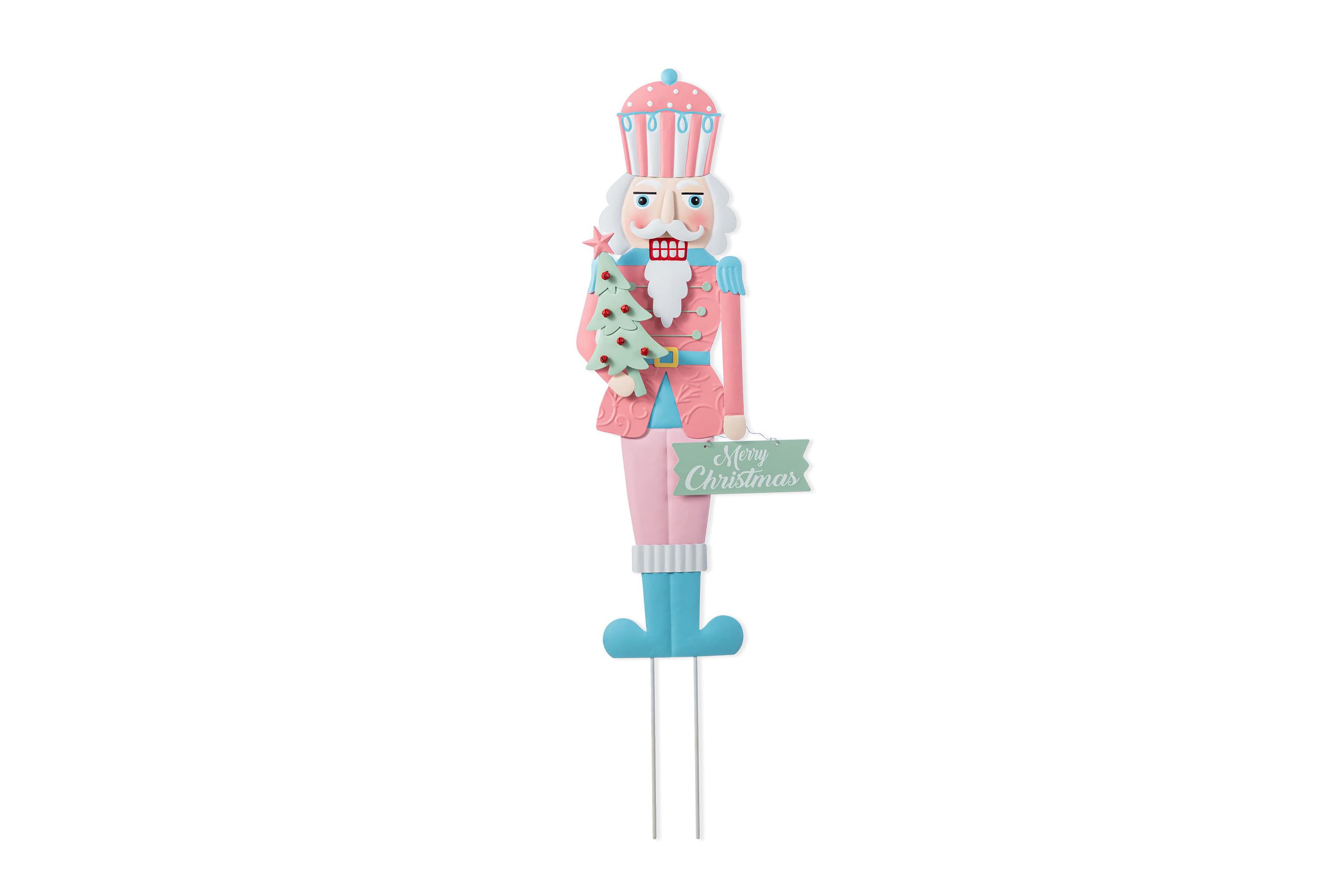 36"H Metal Christmas Pink Nutcracker Yard Stake(KD)