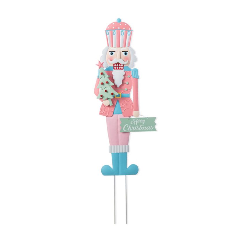 36"H Metal Christmas Pink Nutcracker Yard Stake(KD)