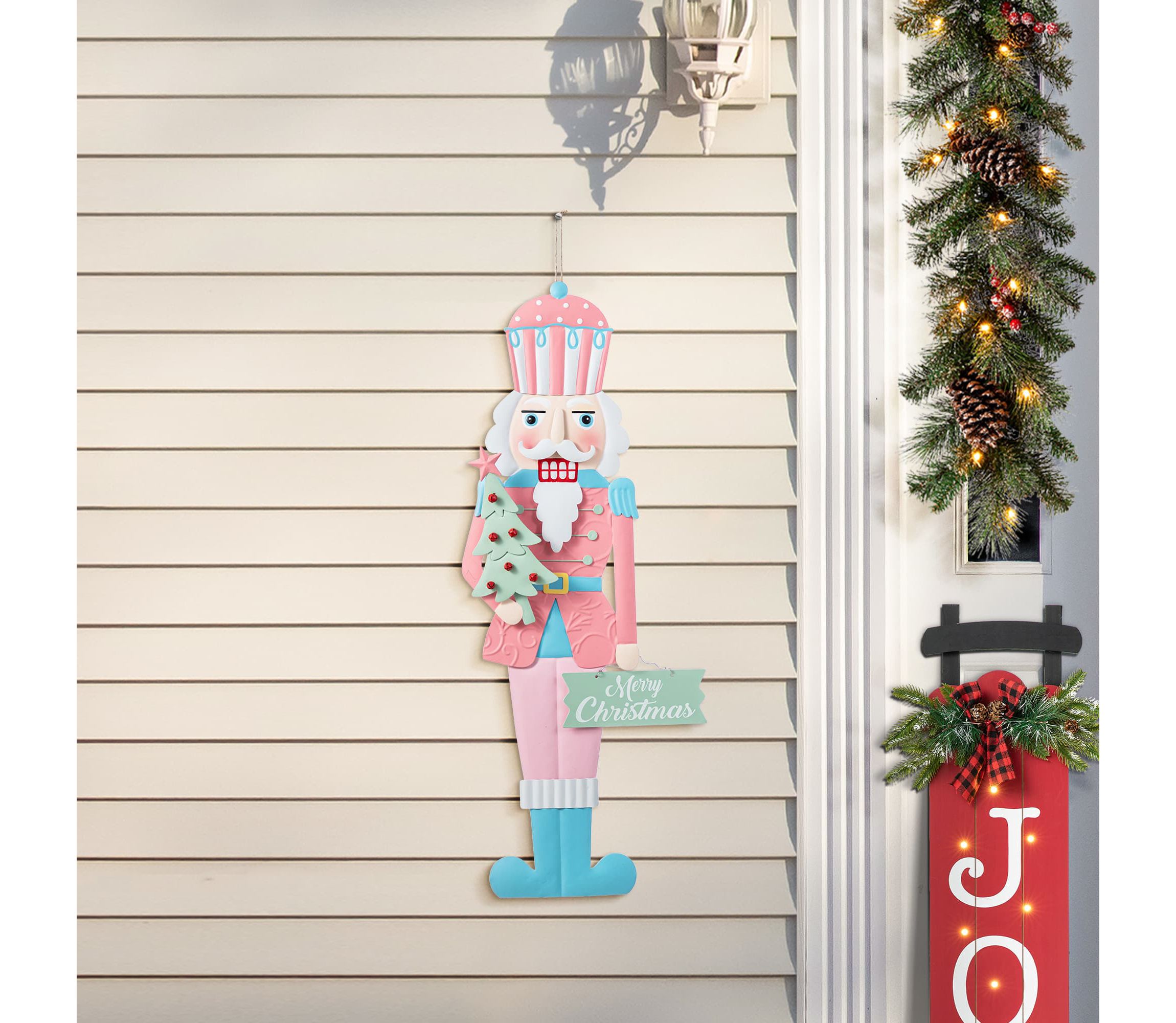 36"H Metal Christmas Pink Nutcracker Yard Stake(KD)