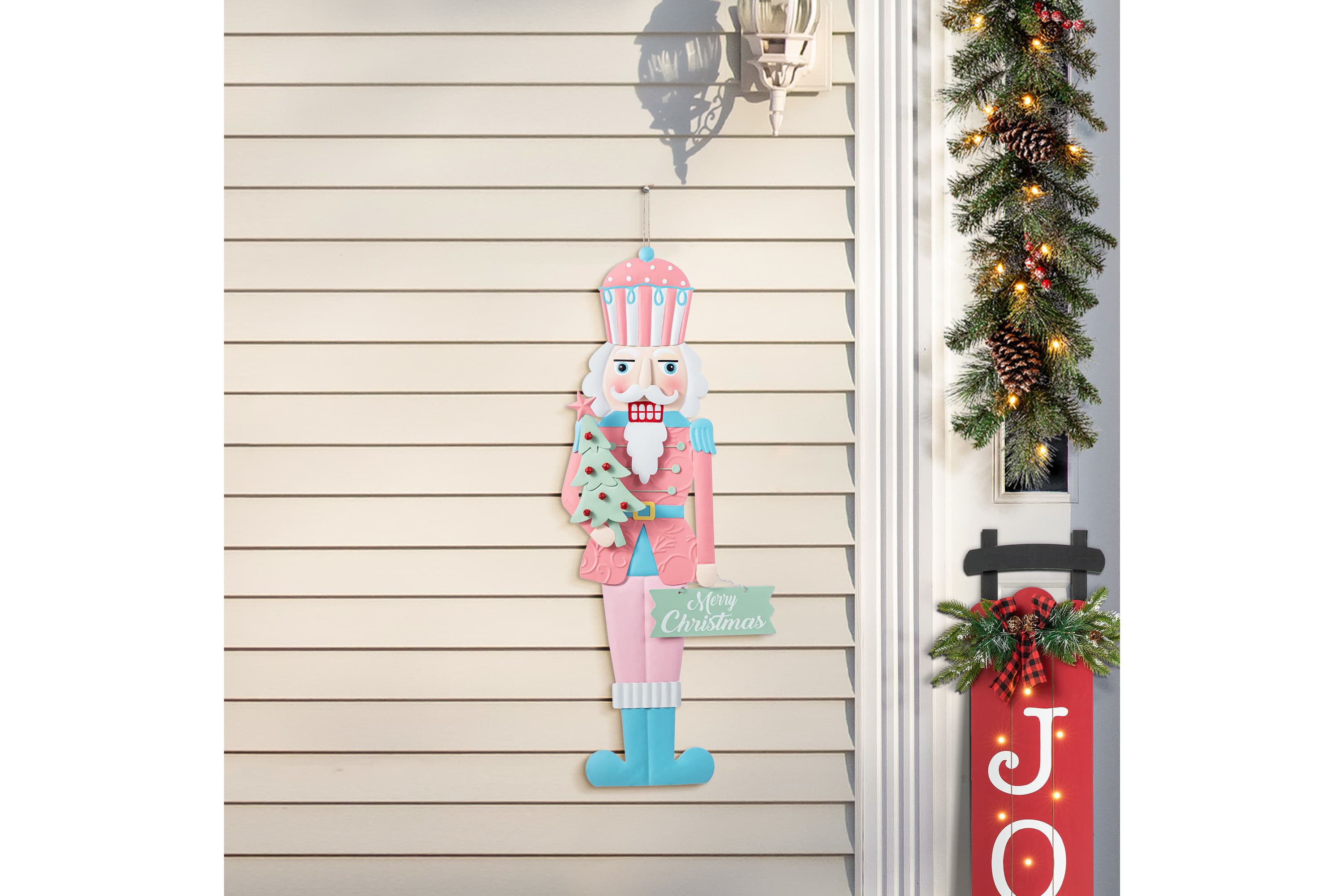 36"H Metal Christmas Pink Nutcracker Yard Stake(KD)