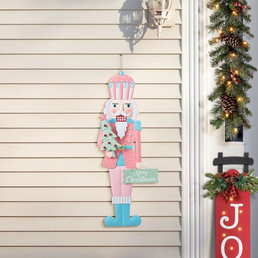 36"H Metal Christmas Pink Nutcracker Yard Stake(KD)