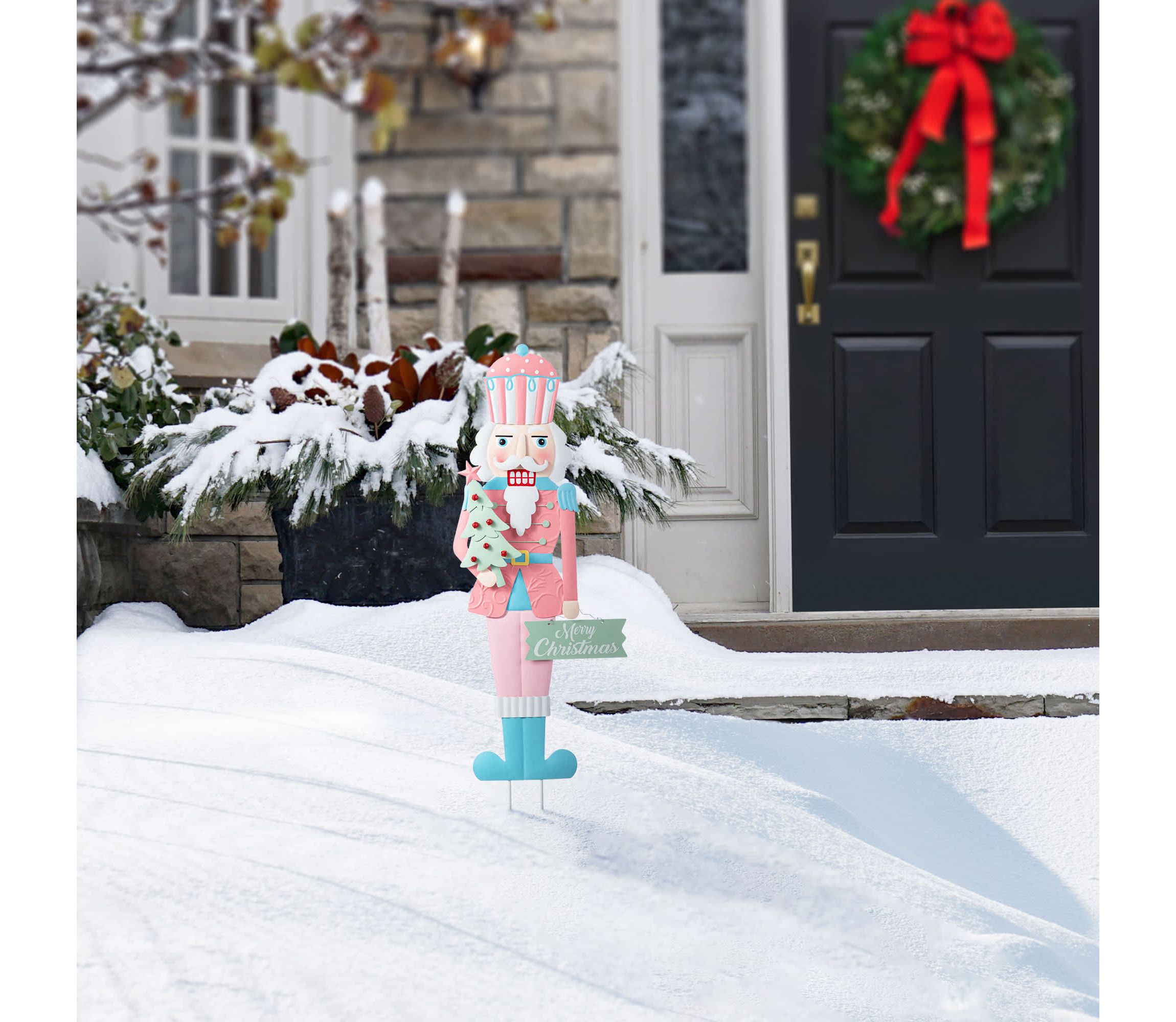 36"H Metal Christmas Pink Nutcracker Yard Stake(KD)