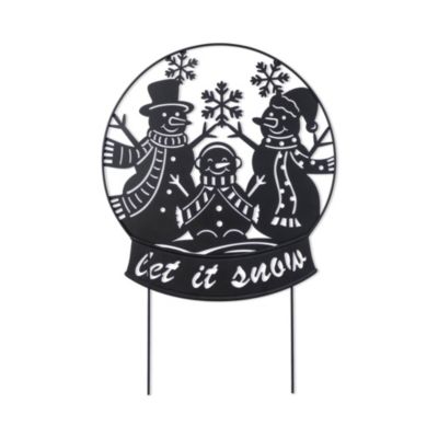 Glitzhome 30"H Christmas Metal Silhouette Snowman Family Yard Stake or Wall Décor(KD,Two Function)