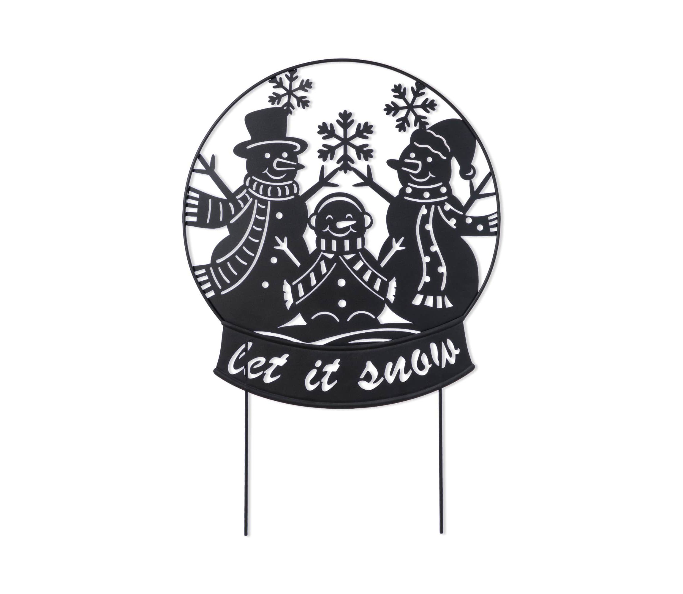 30"H Christmas Metal Silhouette Snowman Family Yard Stake or Wall Décor(KD,Two Function)