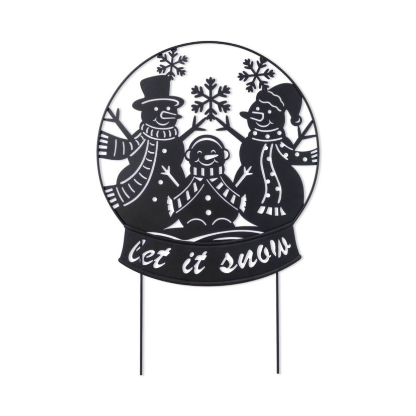 30"H Christmas Metal Silhouette Snowman Family Yard Stake or Wall Décor(KD,Two Function)
