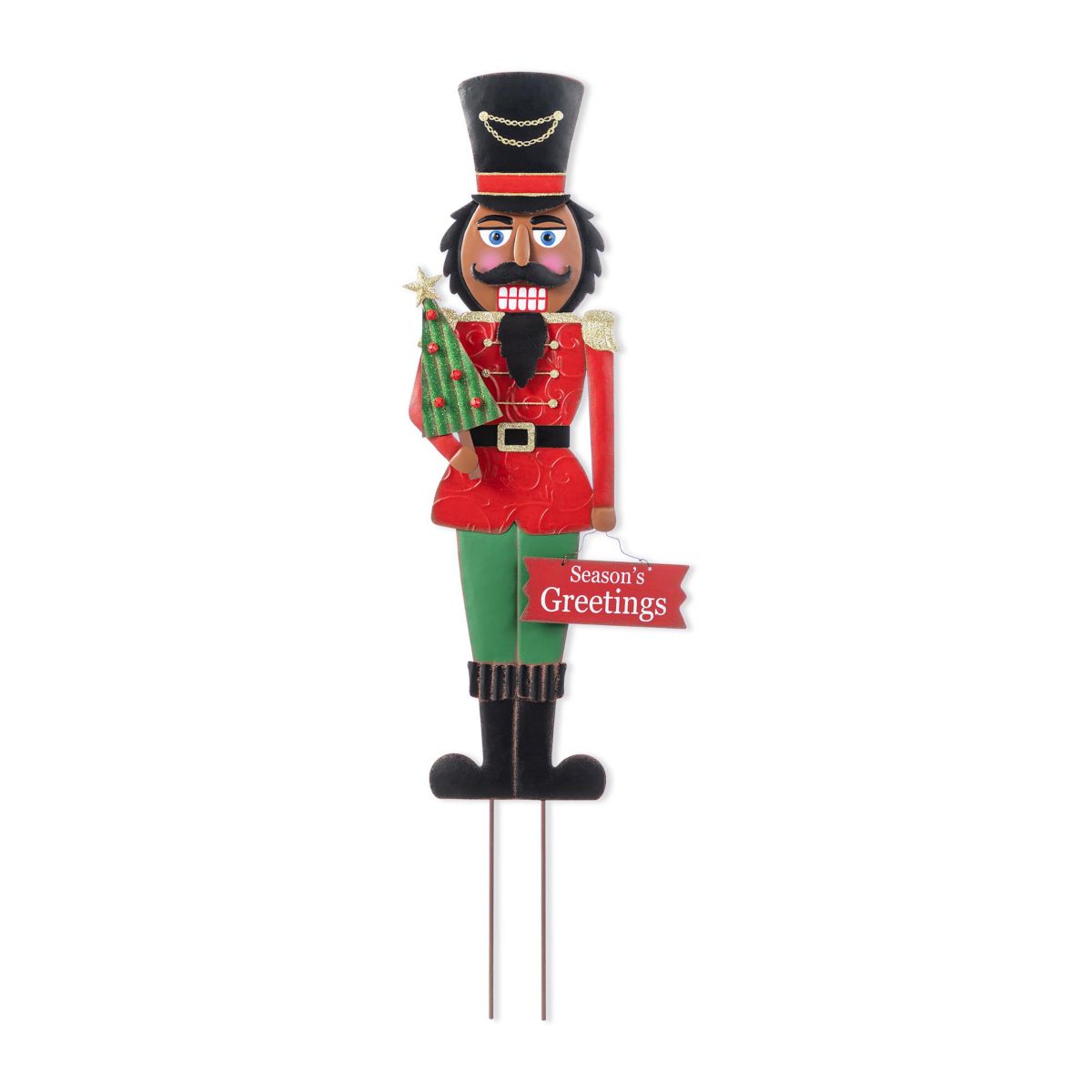 36"H Christmas Metal African Nutcracker Yardstake (KD)