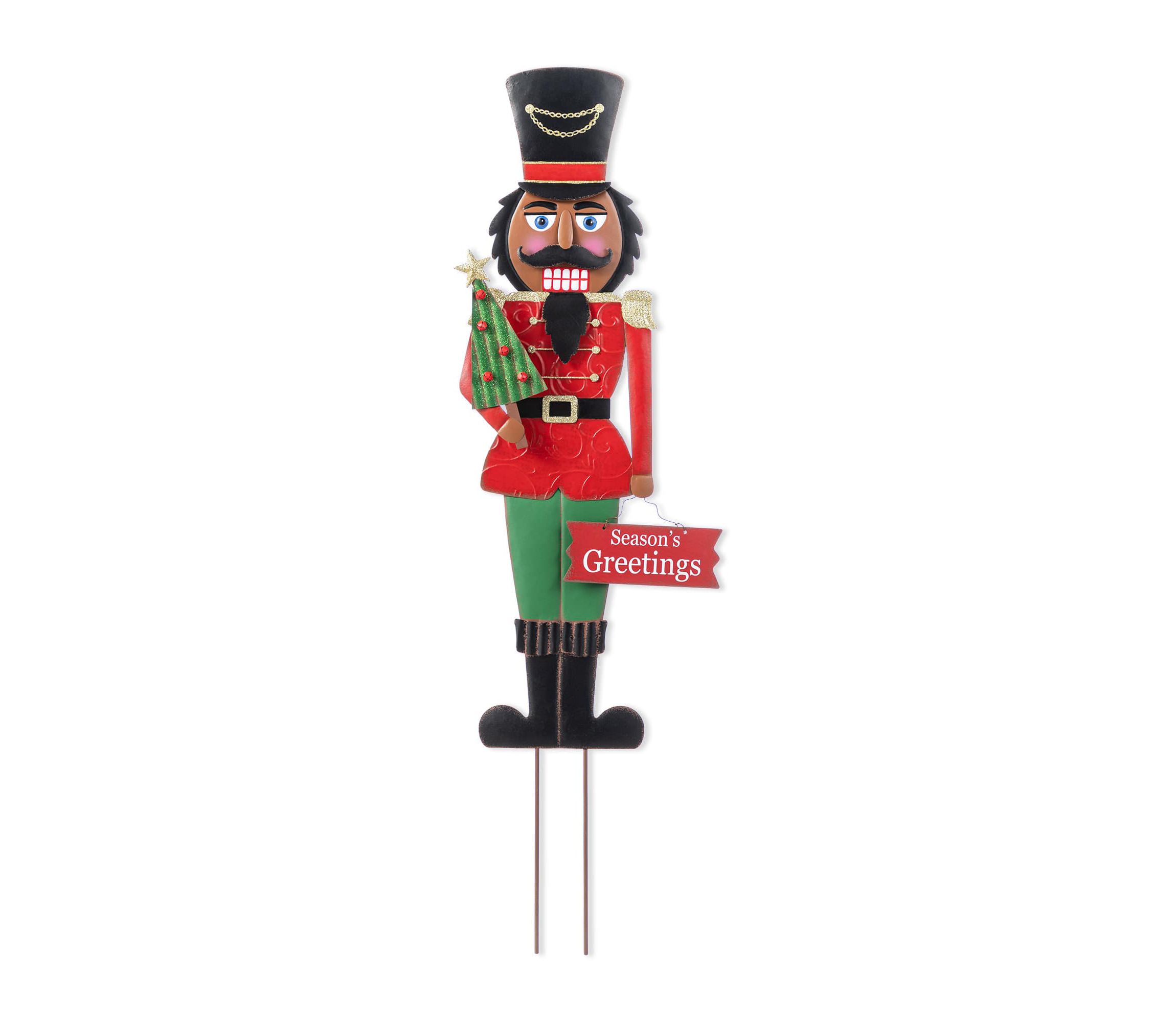 36"H Christmas Metal African Nutcracker Yardstake (KD)