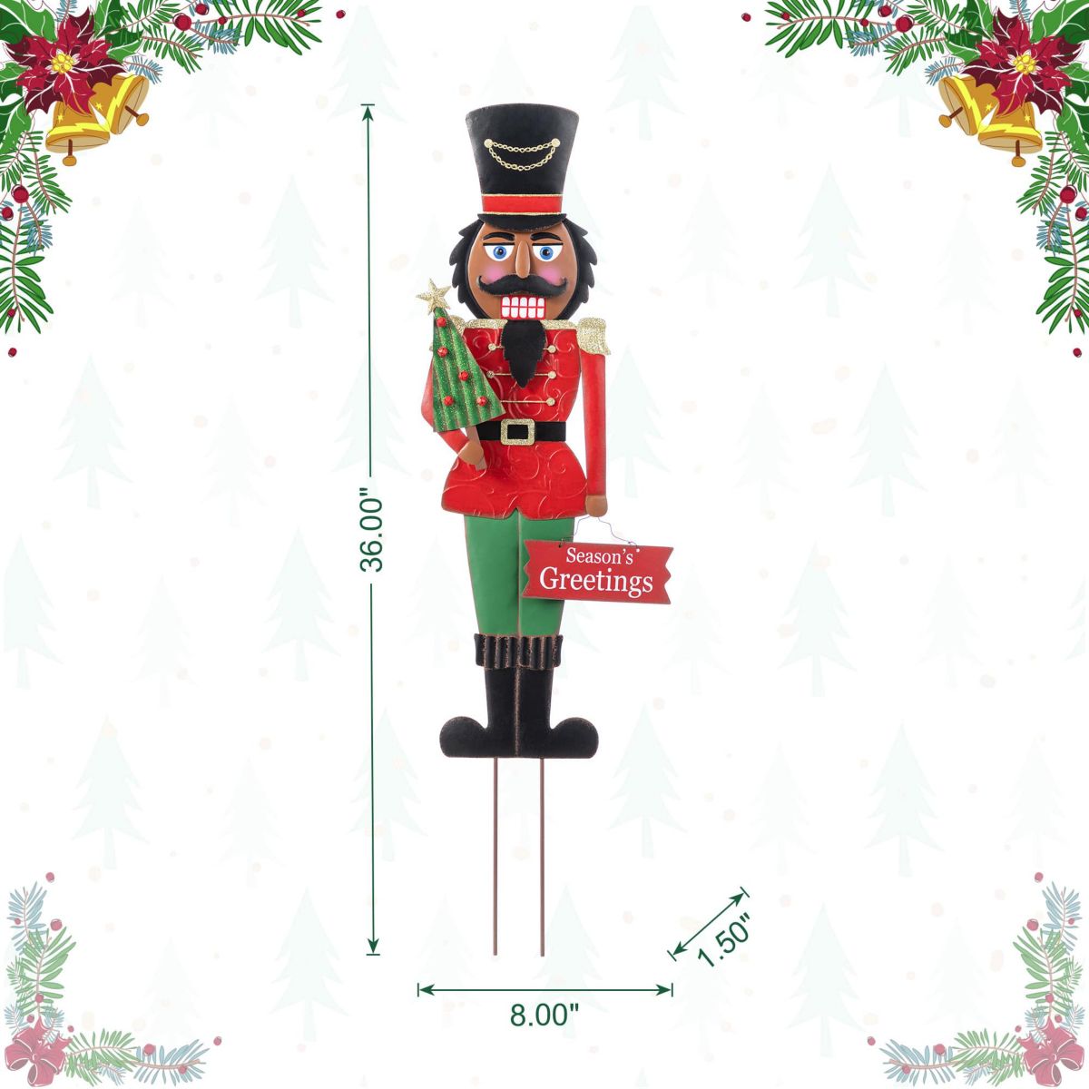 36"H Christmas Metal African Nutcracker Yardstake (KD)
