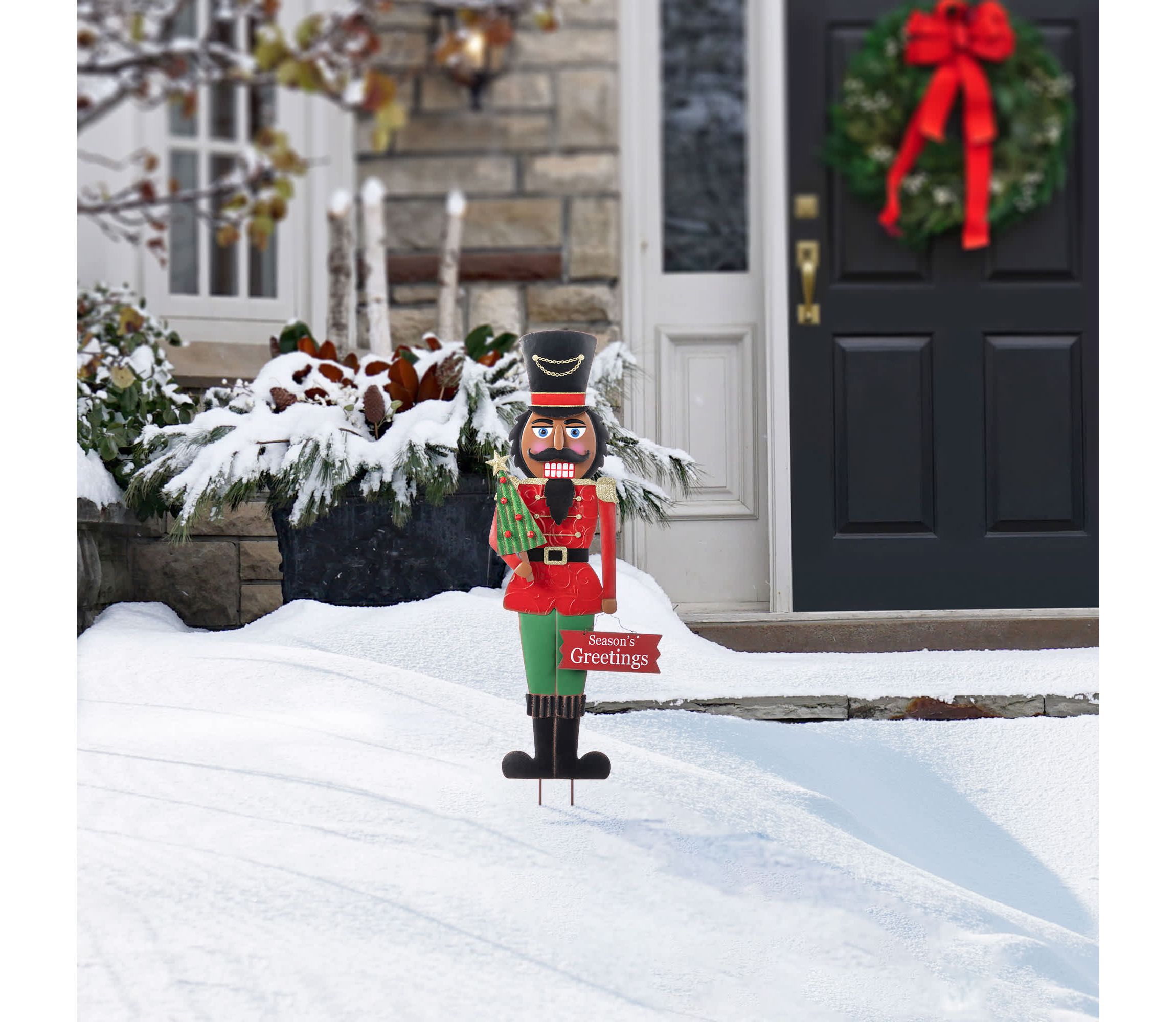 36"H Christmas Metal African Nutcracker Yardstake (KD)