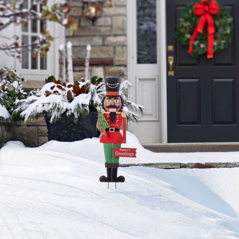 36"H Christmas Metal African Nutcracker Yardstake (KD)