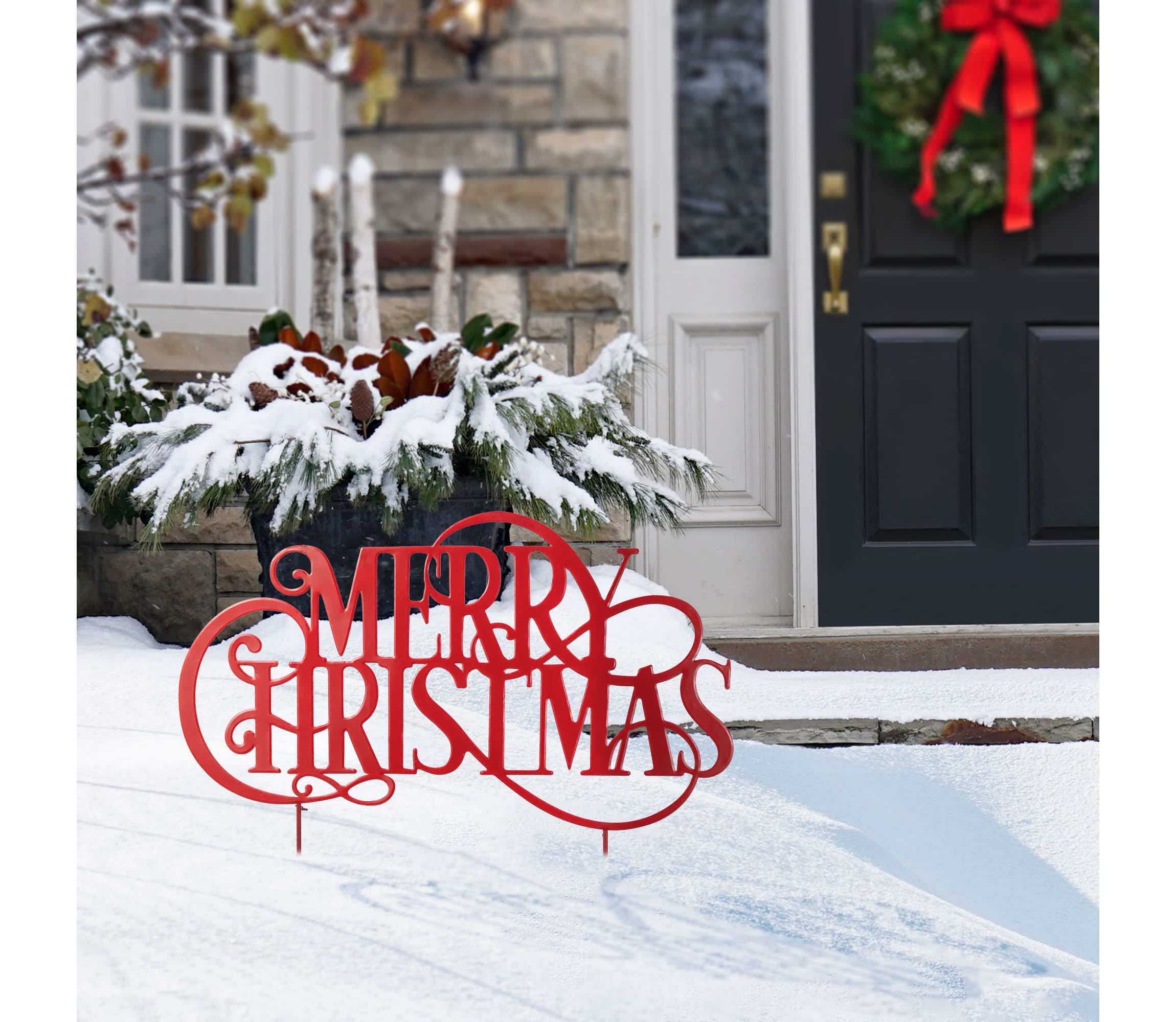 36L Oversized Metal Christmas "MERRY CHRISTMAS"  Yard Stake(KD)