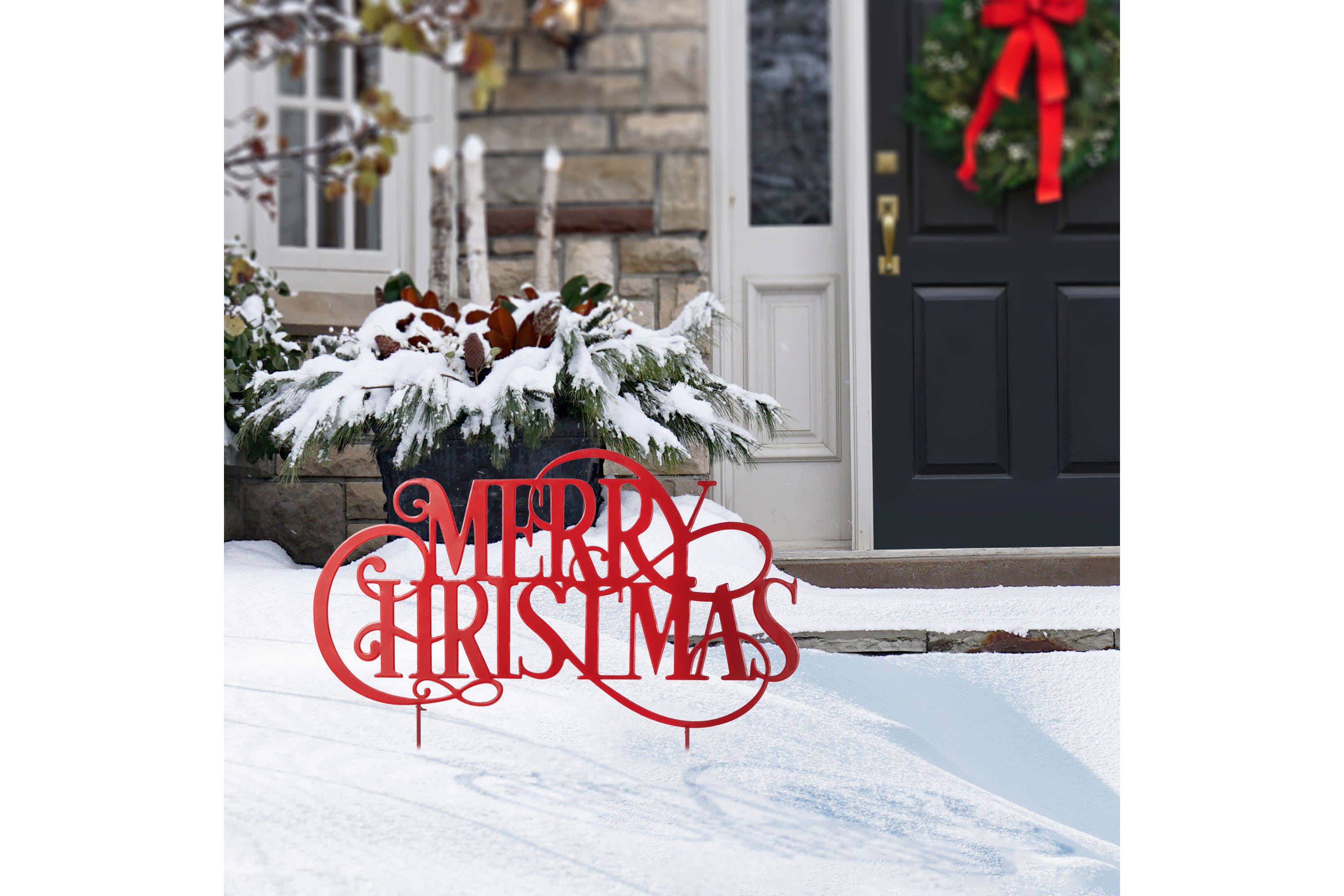 36L Oversized Metal Christmas "MERRY CHRISTMAS"  Yard Stake(KD)