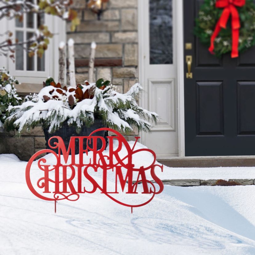 36L Oversized Metal Christmas "MERRY CHRISTMAS"  Yard Stake(KD)