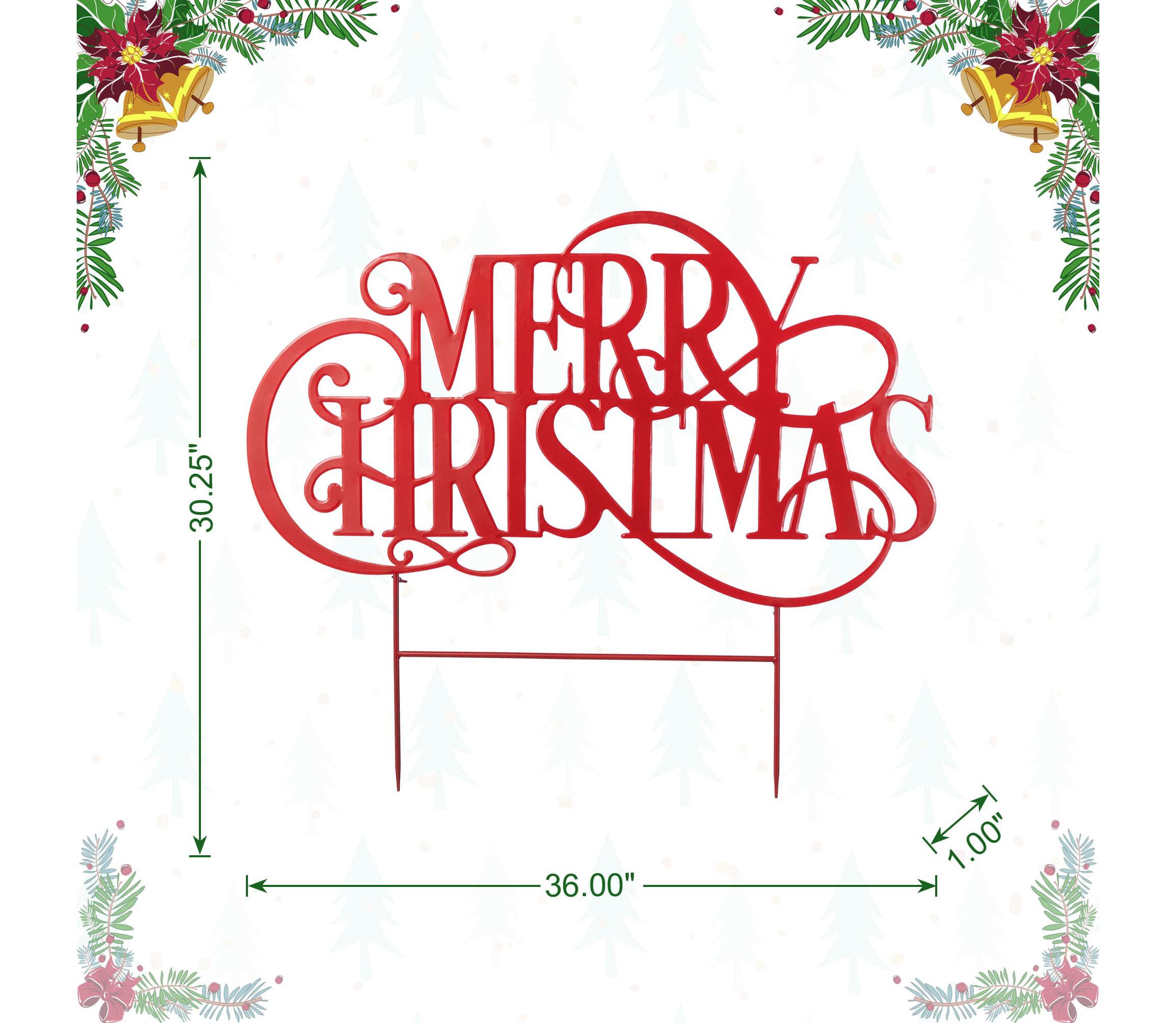 36L Oversized Metal Christmas "MERRY CHRISTMAS"  Yard Stake(KD)