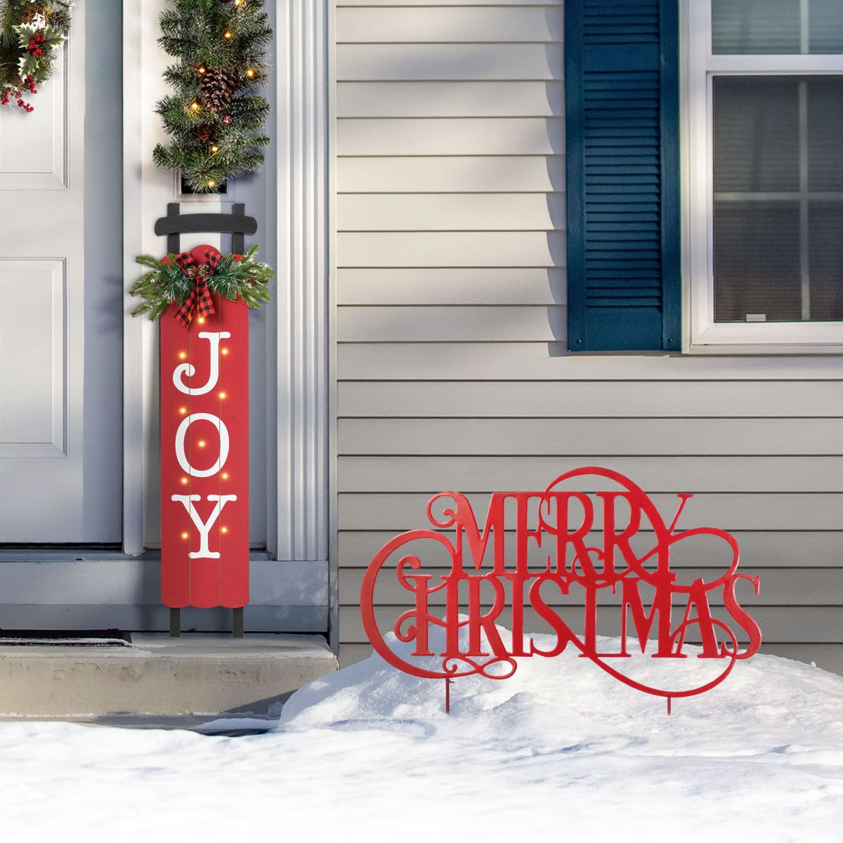 36L Oversized Metal Christmas "MERRY CHRISTMAS"  Yard Stake(KD)