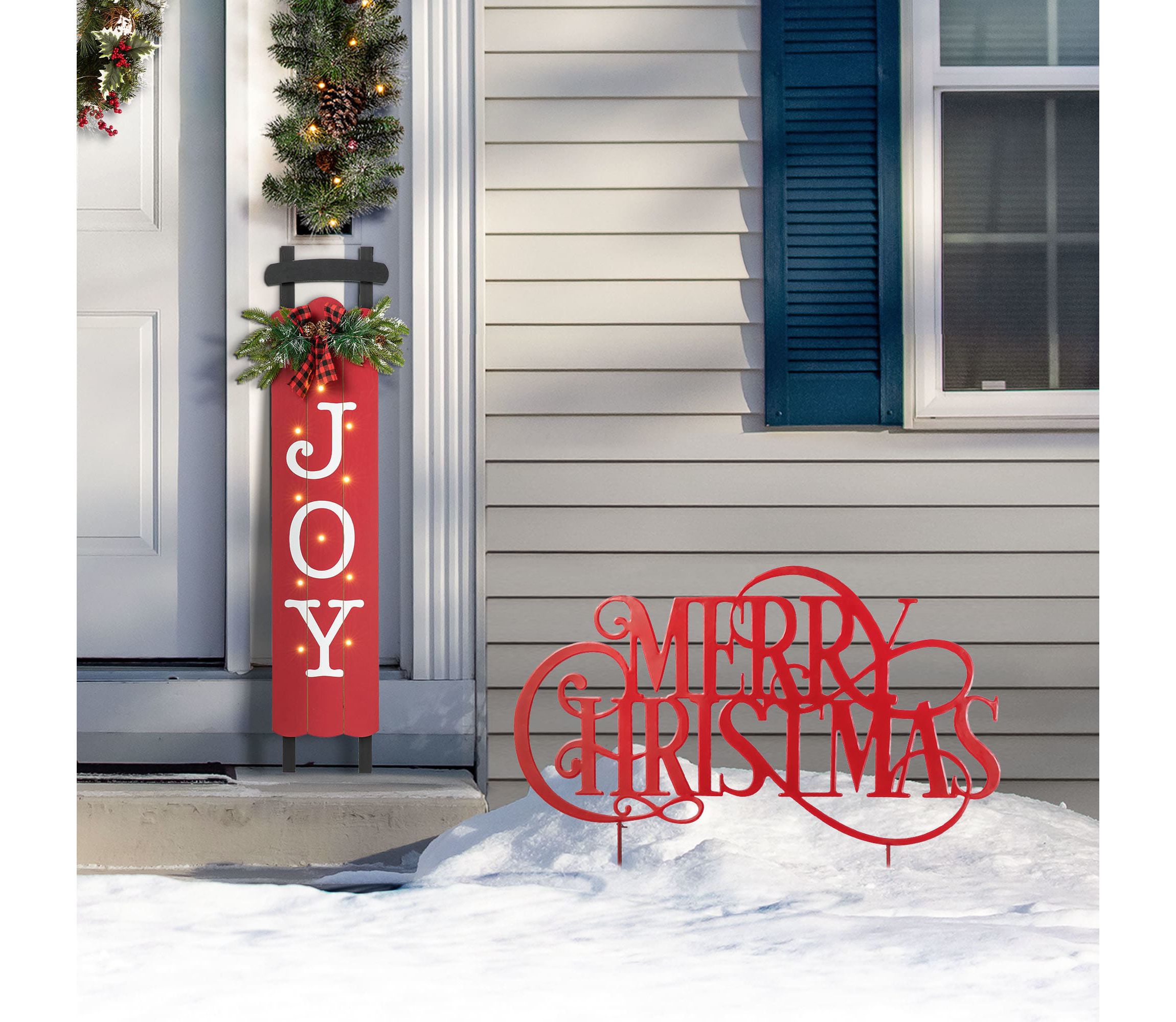 36L Oversized Metal Christmas "MERRY CHRISTMAS"  Yard Stake(KD)