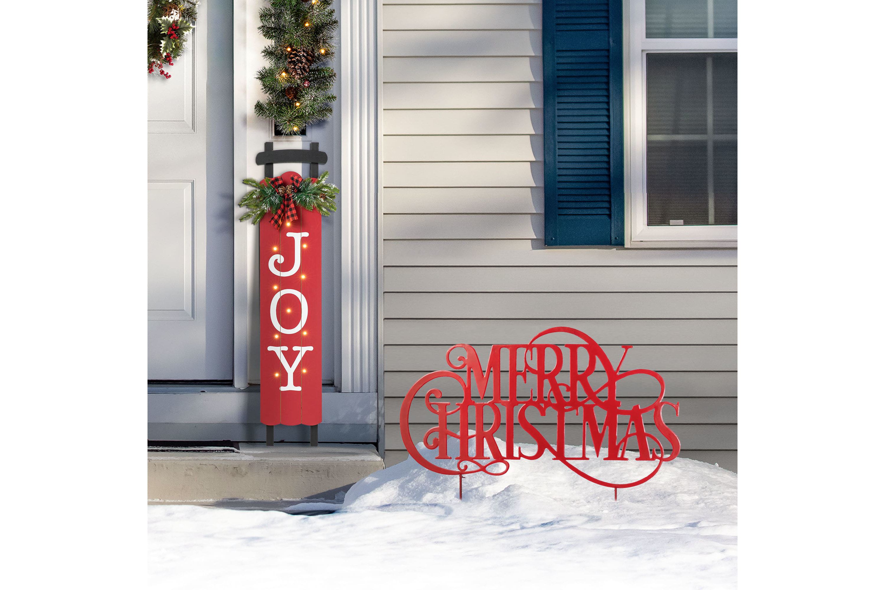 36L Oversized Metal Christmas "MERRY CHRISTMAS"  Yard Stake(KD)