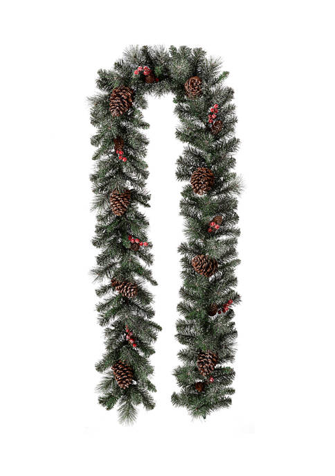 Glitzhome Pre-Lit Glittered Pine Cone Christmas Garland with
