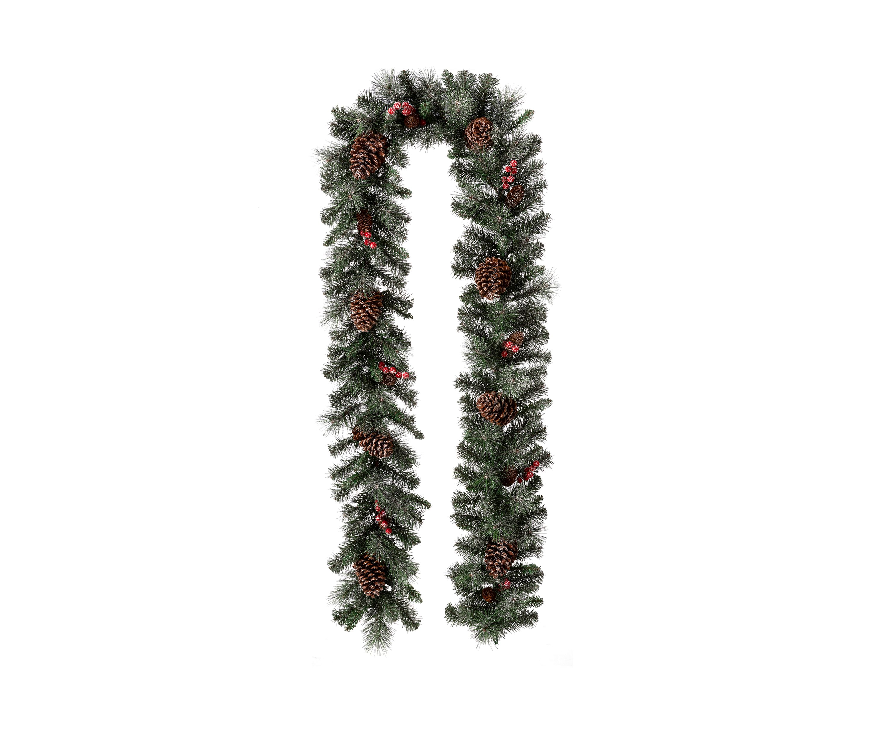 Pre-Lit Glittered Pine Cone Christmas Garland with Warm White LED Lights