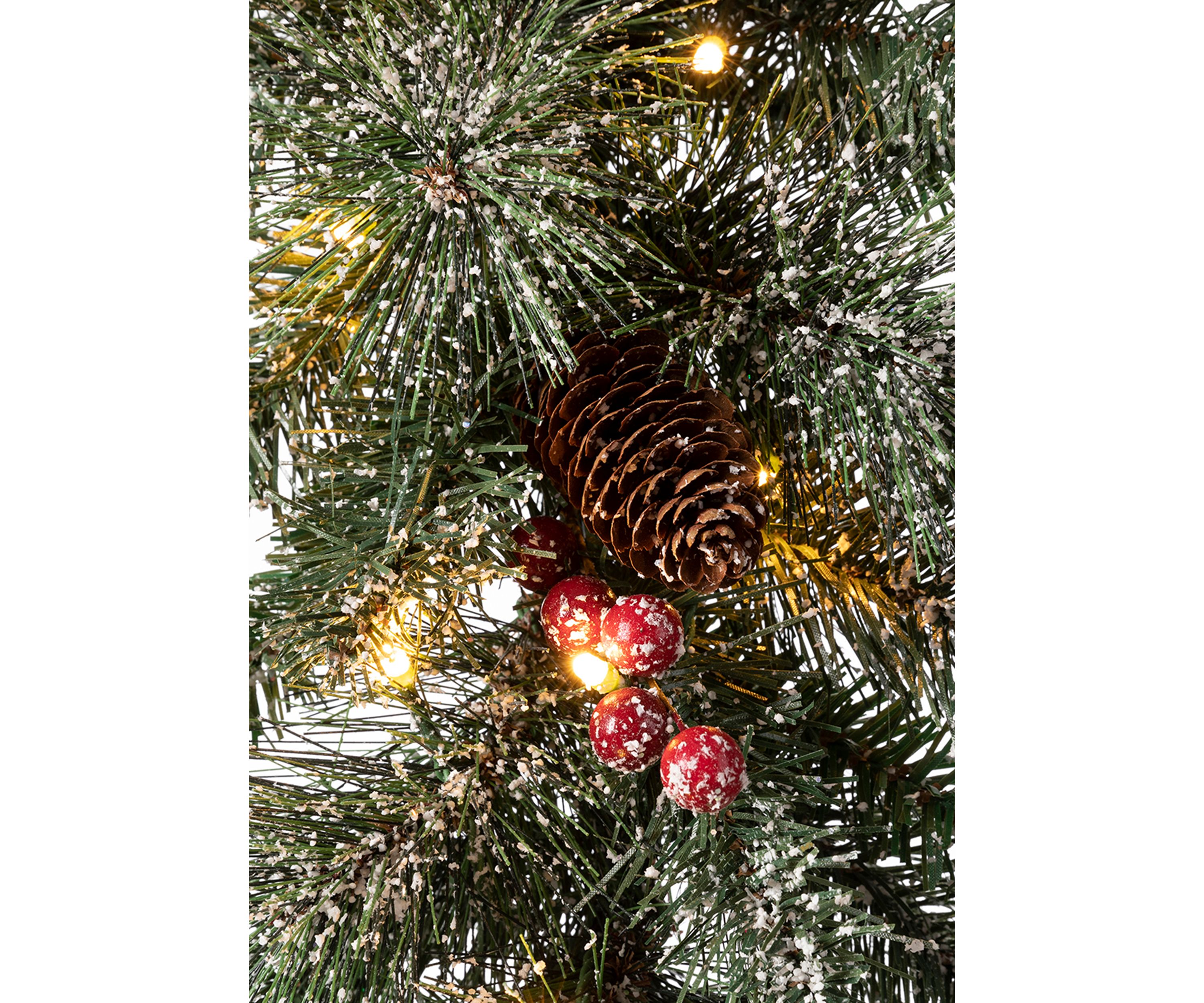 Pre-Lit Glittered Pine Cone Christmas Garland with Warm White LED Lights