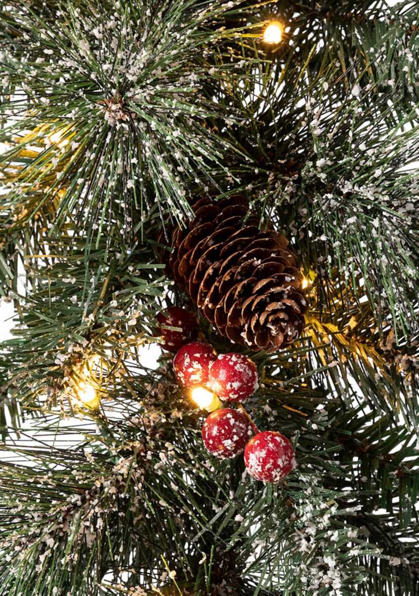 Pre-Lit Glittered Pine Cone Christmas Garland with Warm White LED Lights