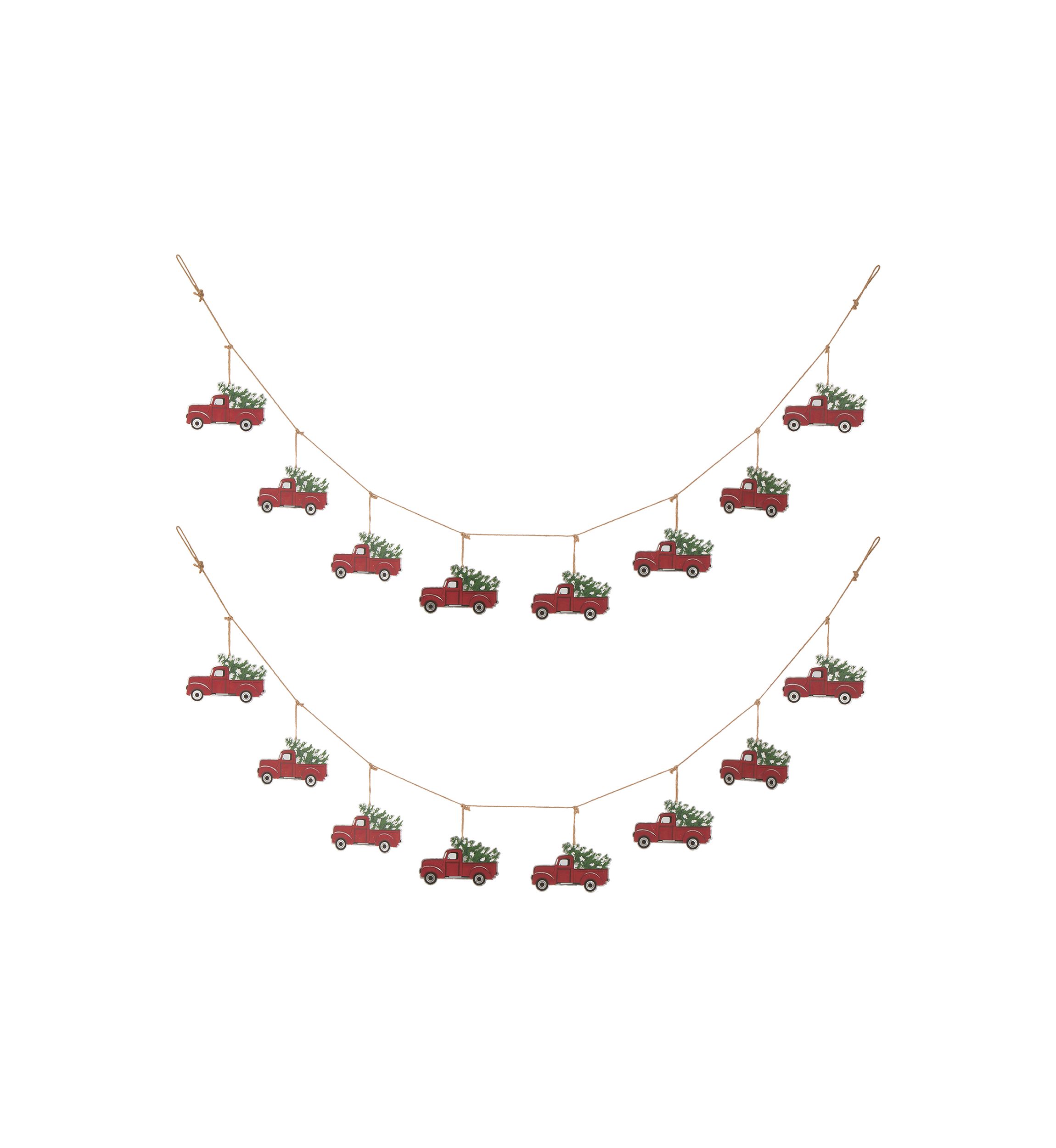 2 Pack Metal Red Truck Garland