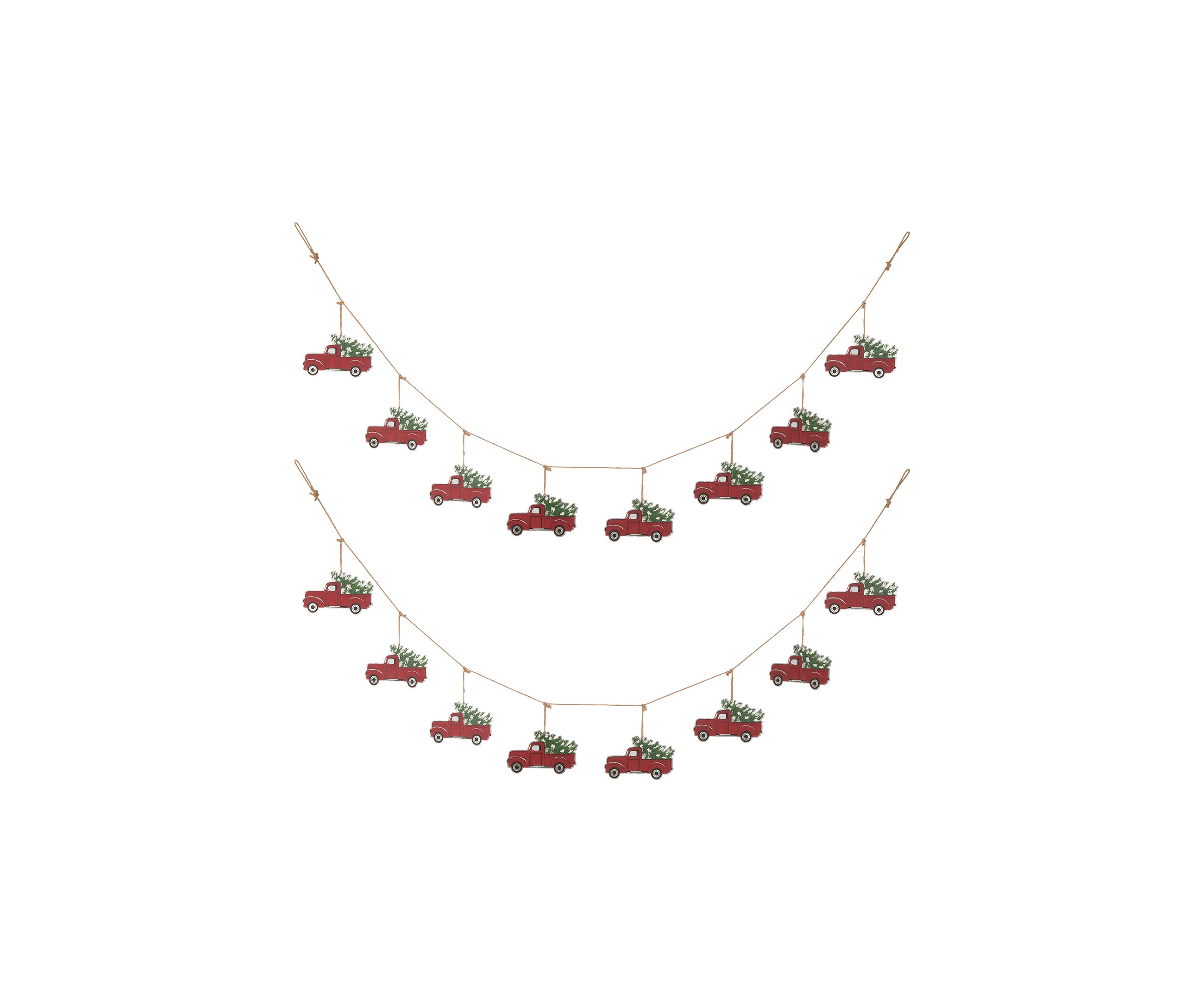 2 Pack Metal Red Truck Garland