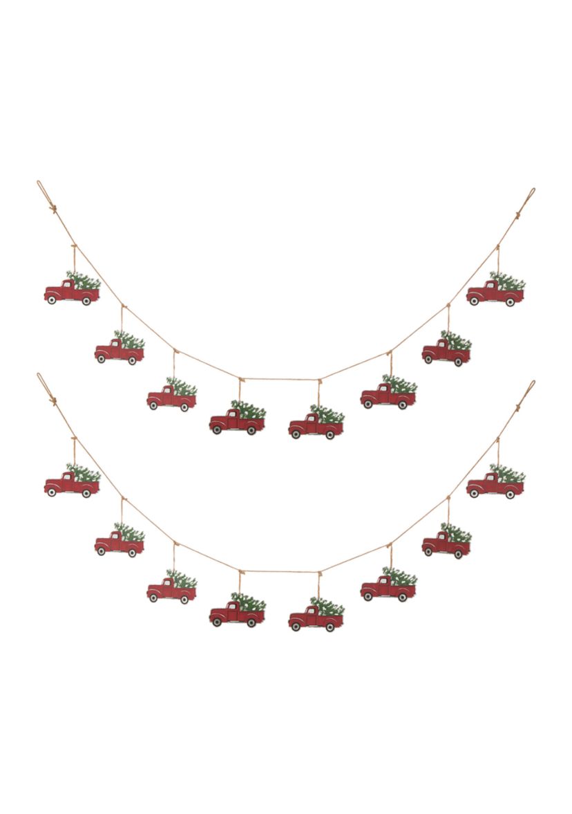 2 Pack Metal Red Truck Garland