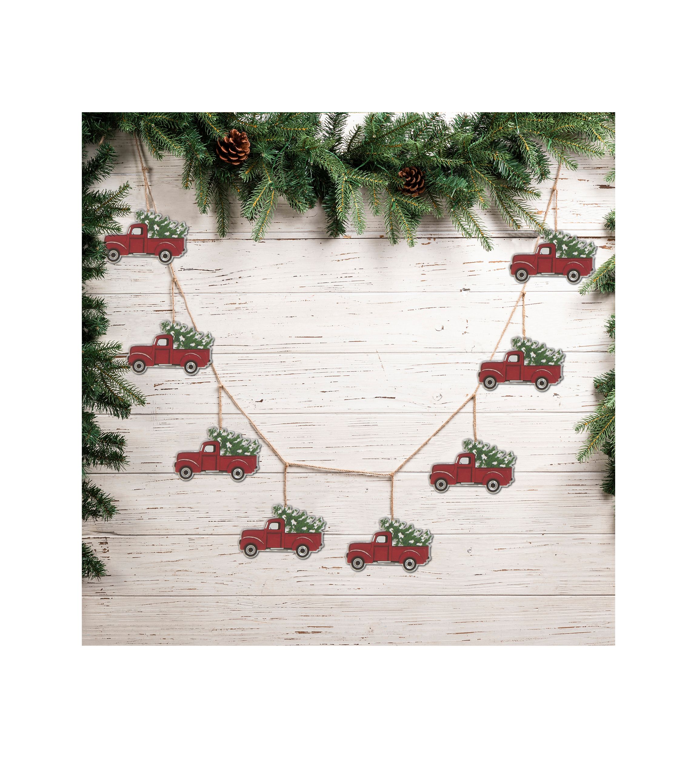 2 Pack Metal Red Truck Garland
