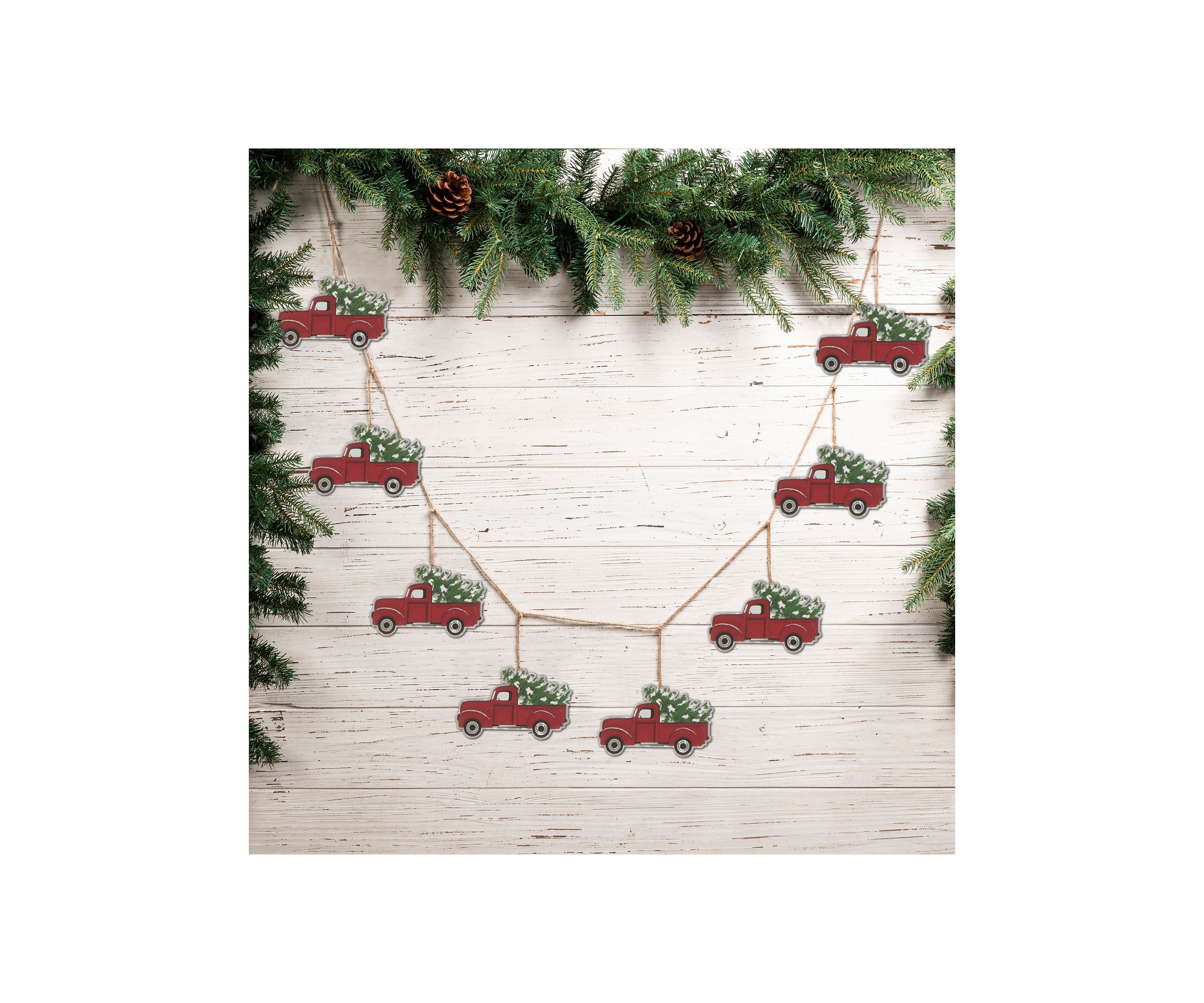 2 Pack Metal Red Truck Garland