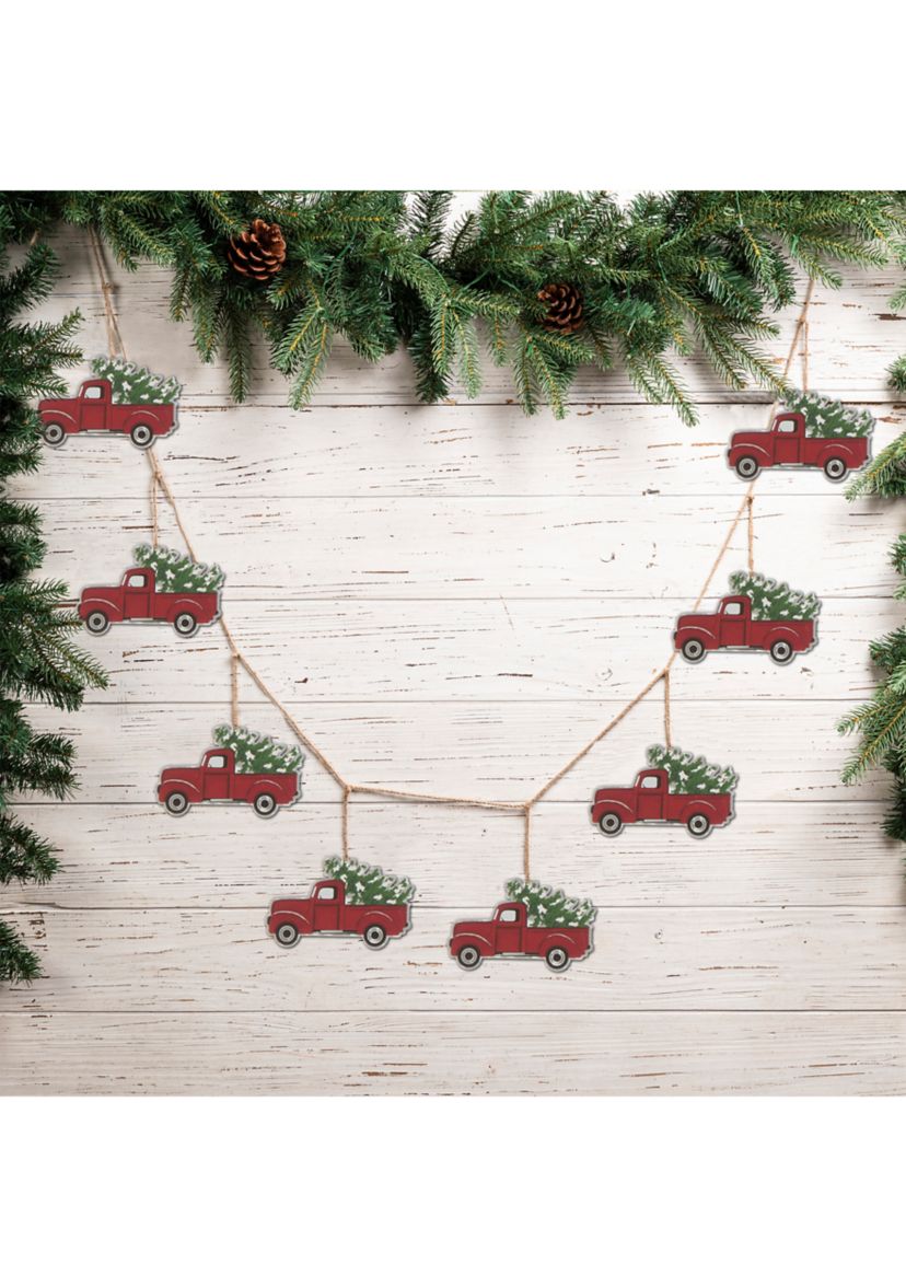 2 Pack Metal Red Truck Garland