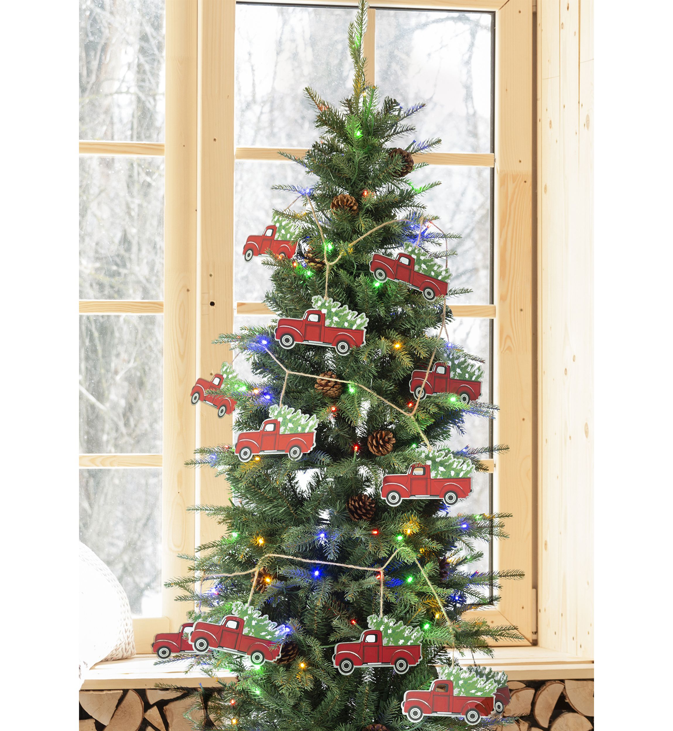 2 Pack Metal Red Truck Garland