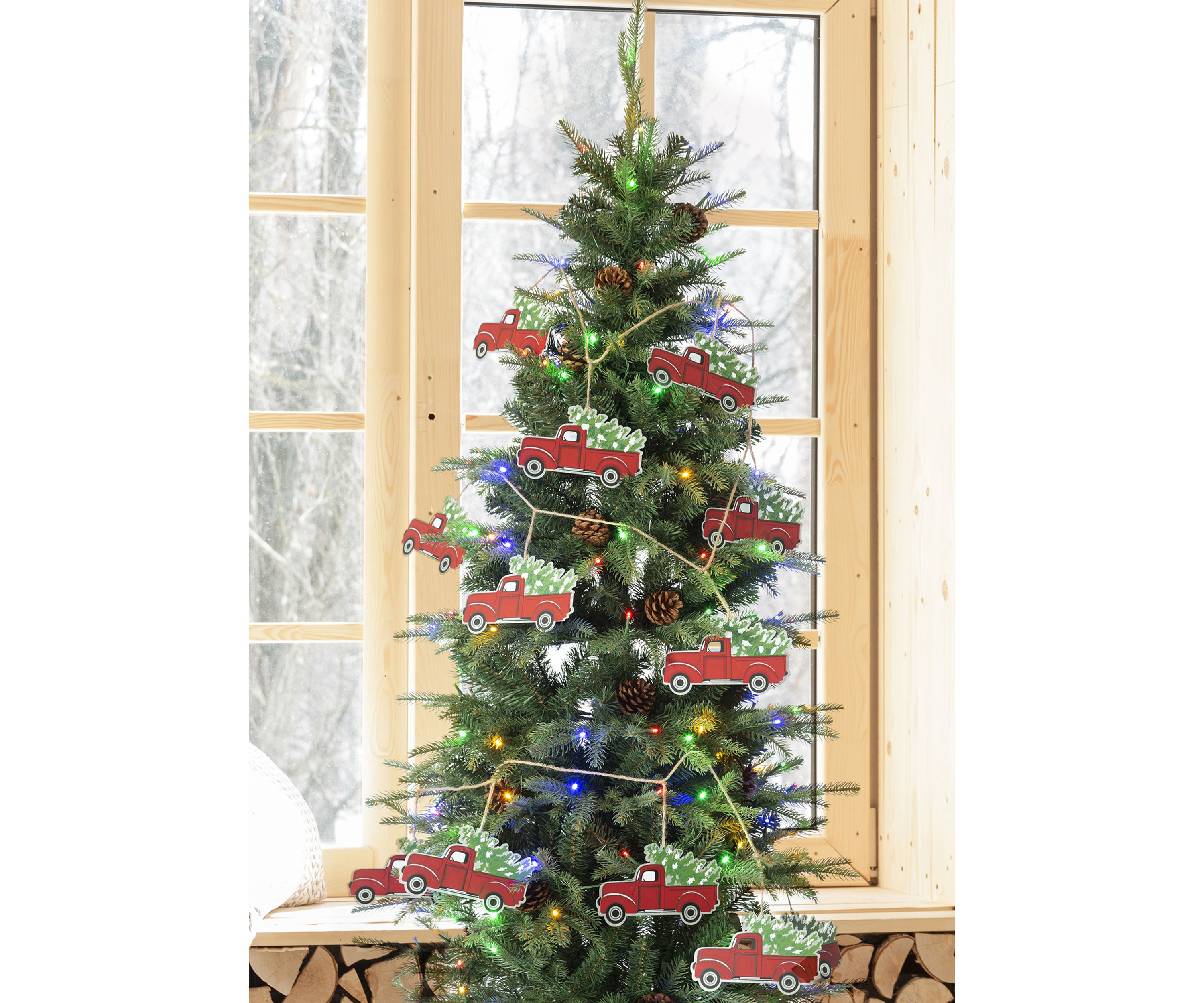 2 Pack Metal Red Truck Garland