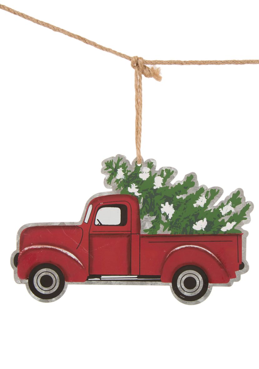 2 Pack Metal Red Truck Garland
