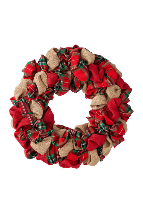 Glitzhome Christmas Multi-Color Fabric Wreath