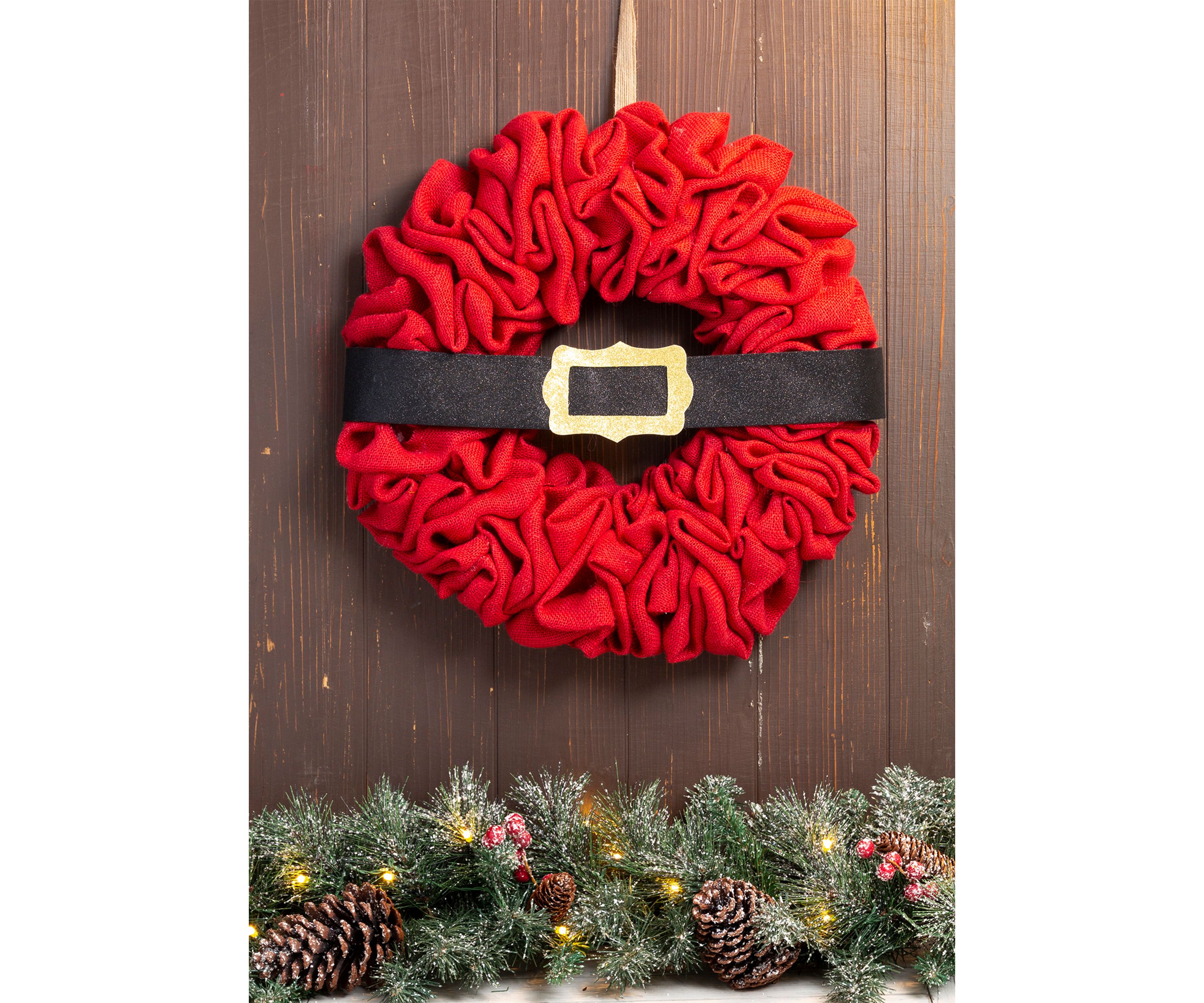 Christmas Red With Belt Fabric Wreath