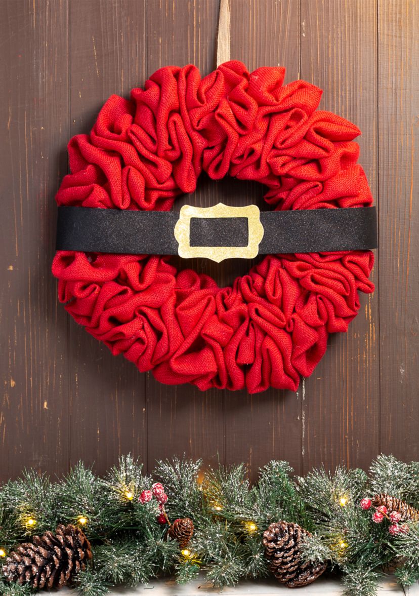 Christmas Red With Belt Fabric Wreath