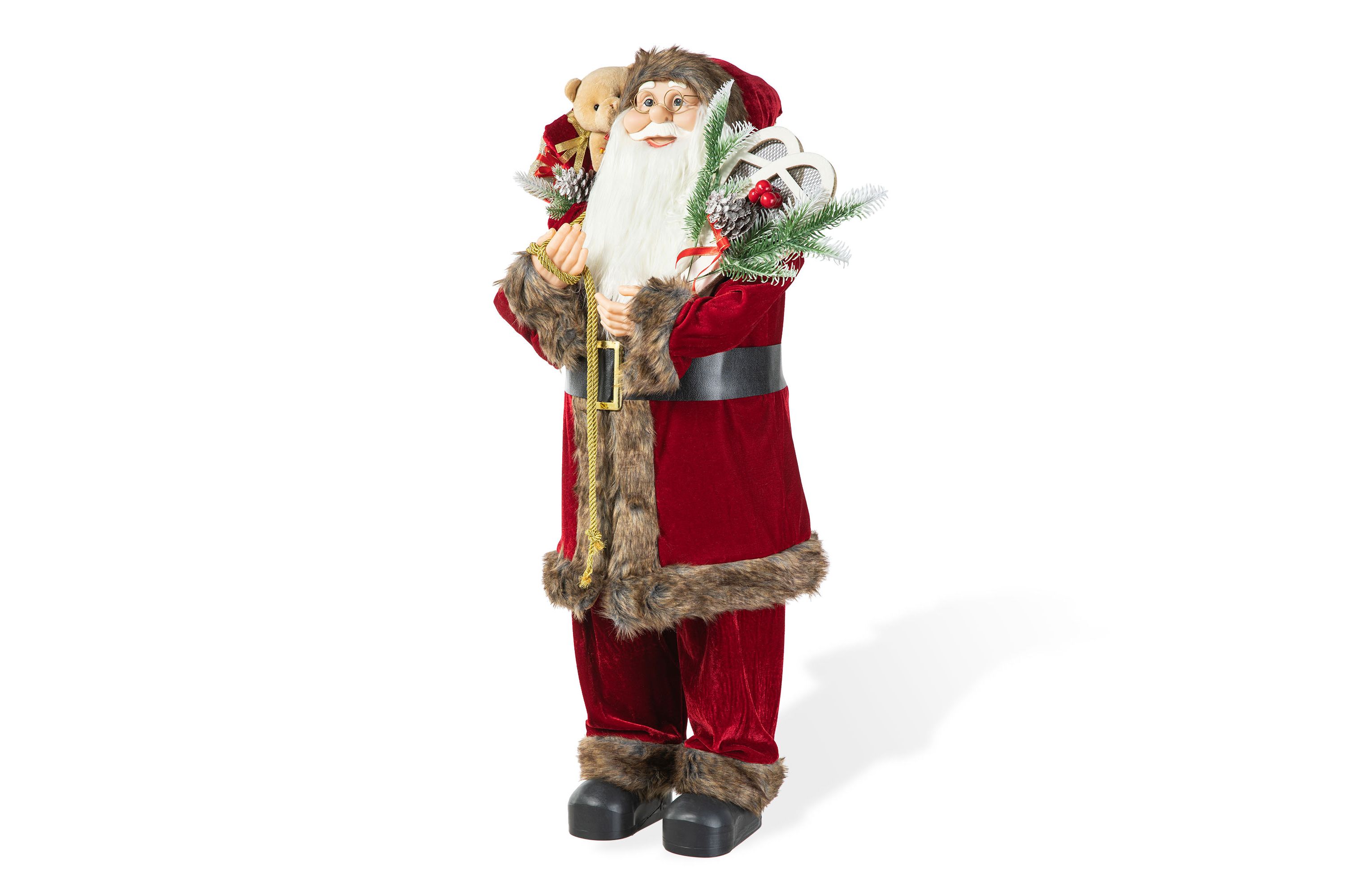35"H Oversized Faux Fur Christmas Traditional Santa Figurine