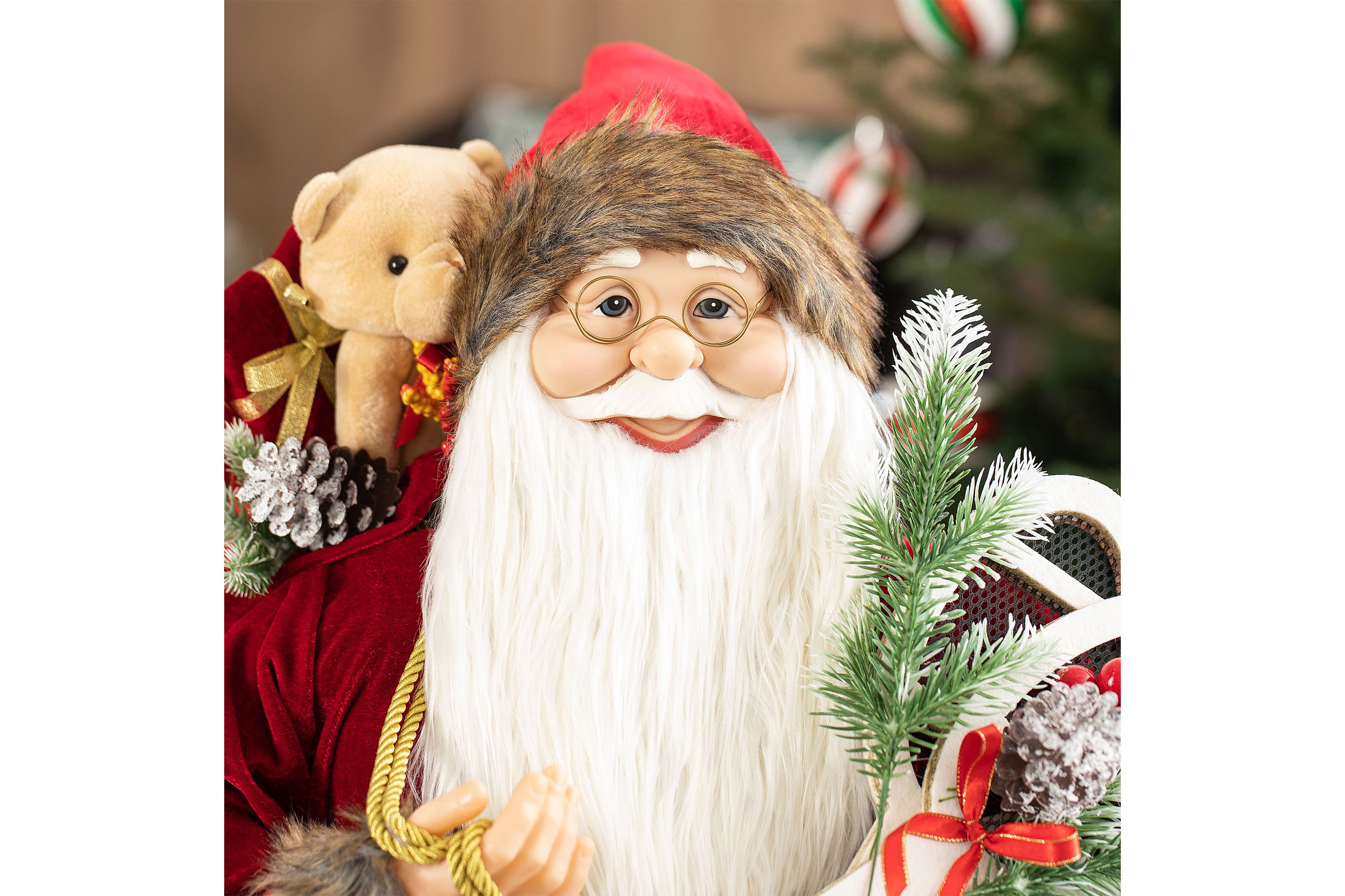35"H Oversized Faux Fur Christmas Traditional Santa Figurine
