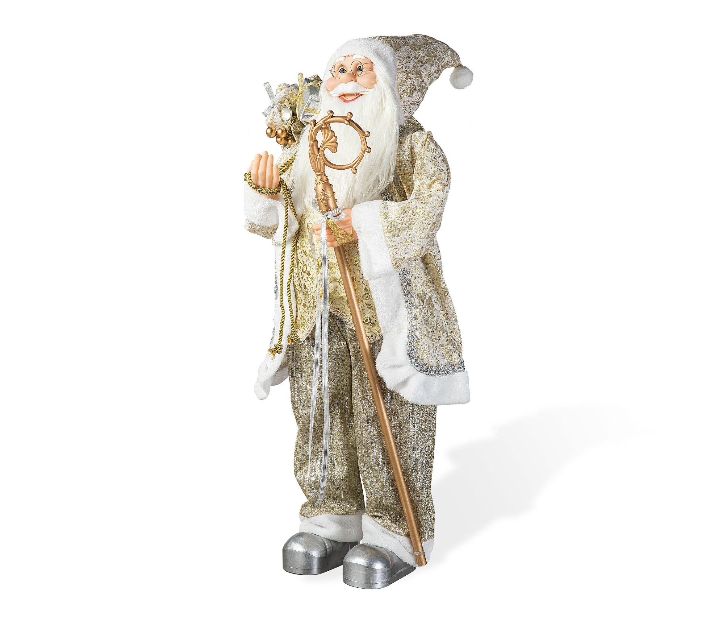 35"H Oversized Faux Fur Christmas Elegant Santa Figurine