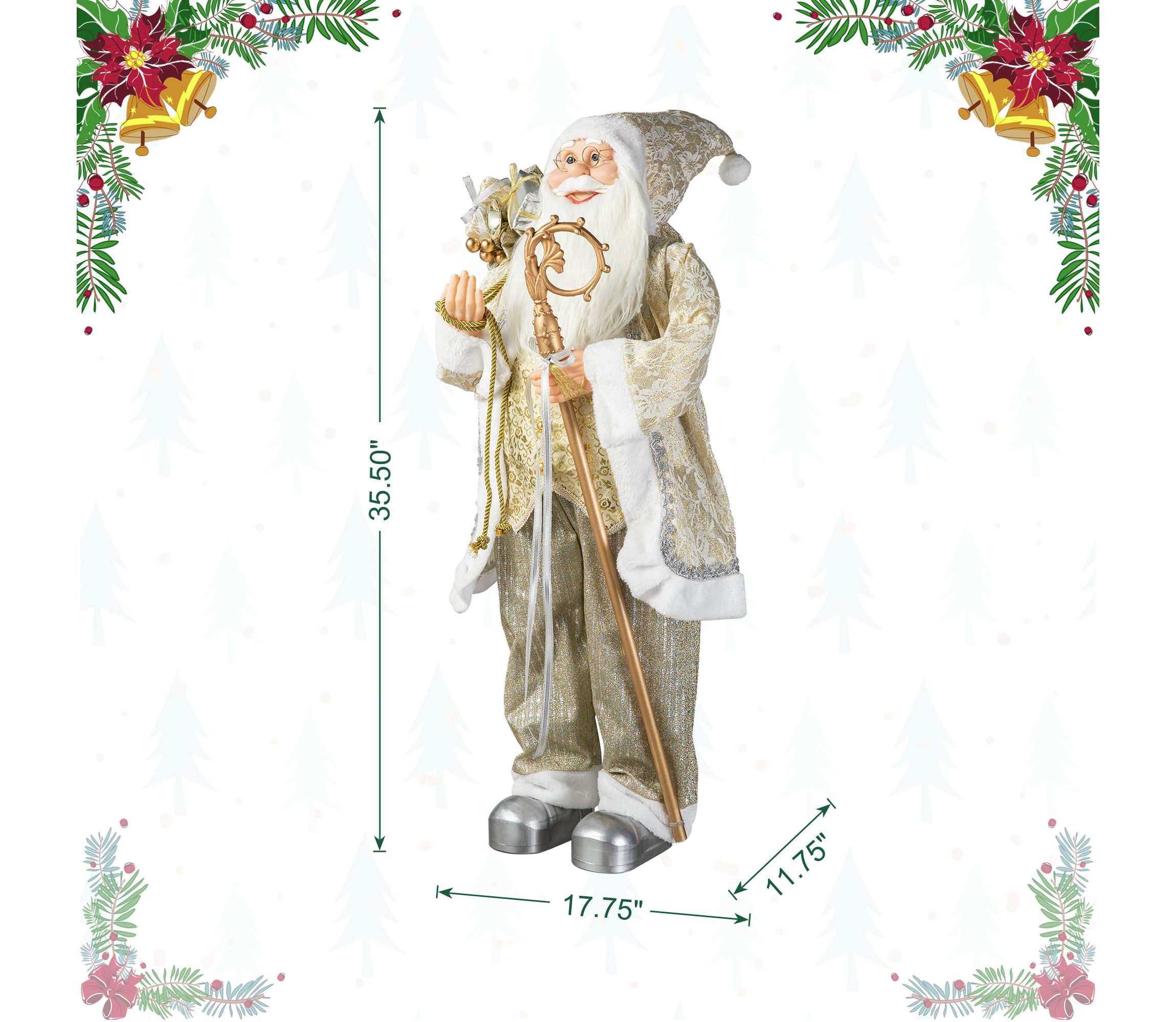 35"H Oversized Faux Fur Christmas Elegant Santa Figurine
