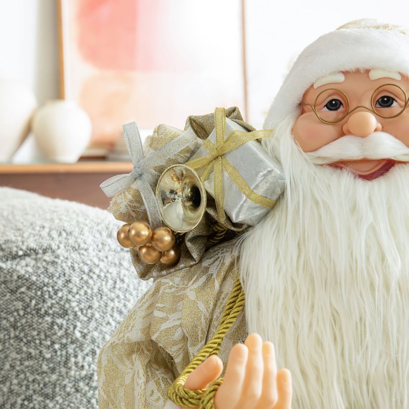35"H Oversized Faux Fur Christmas Elegant Santa Figurine