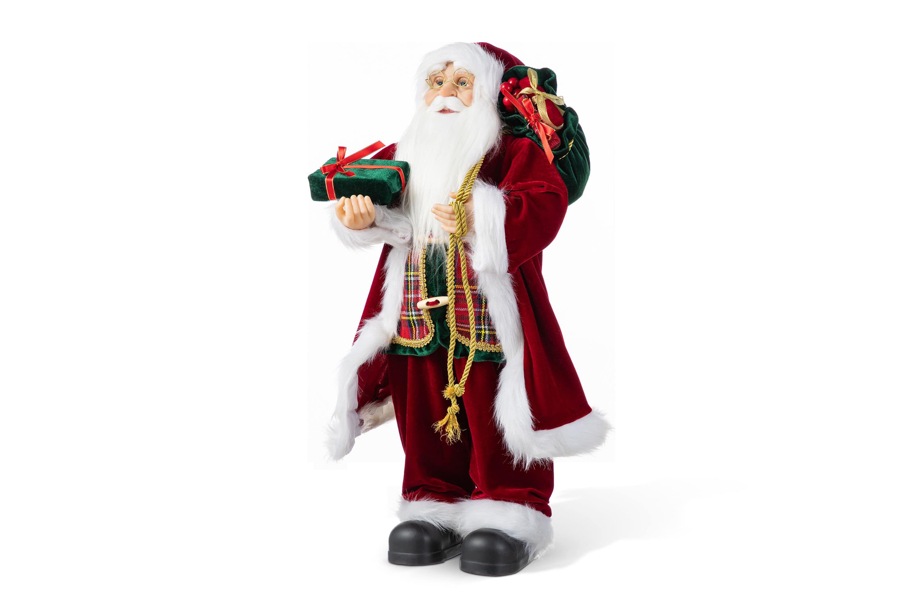 24"H Faux Fur Christmas Traditional Santa Figurine