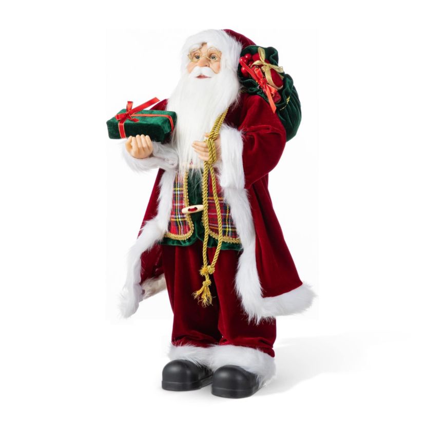 24"H Faux Fur Christmas Traditional Santa Figurine