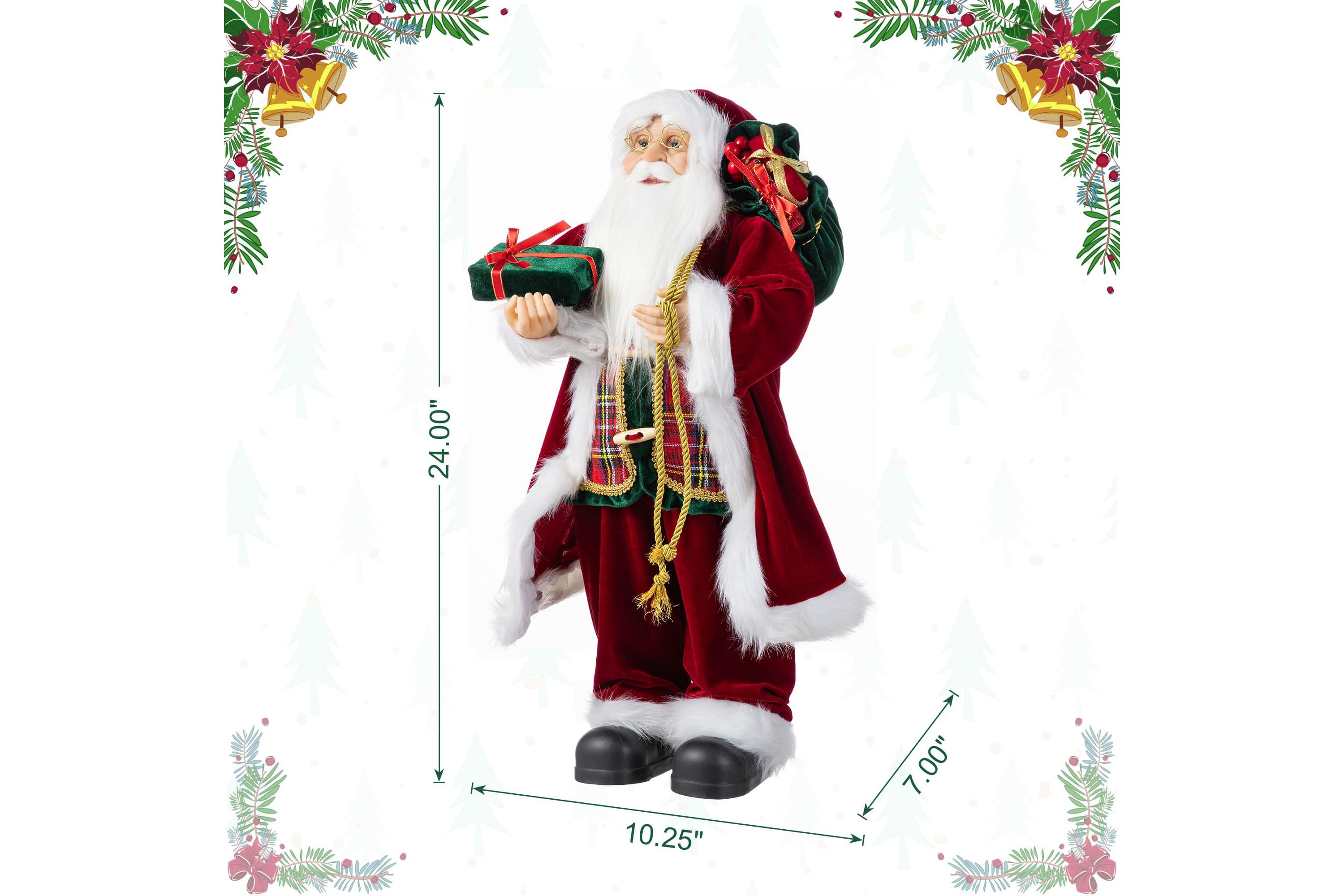 24"H Faux Fur Christmas Traditional Santa Figurine
