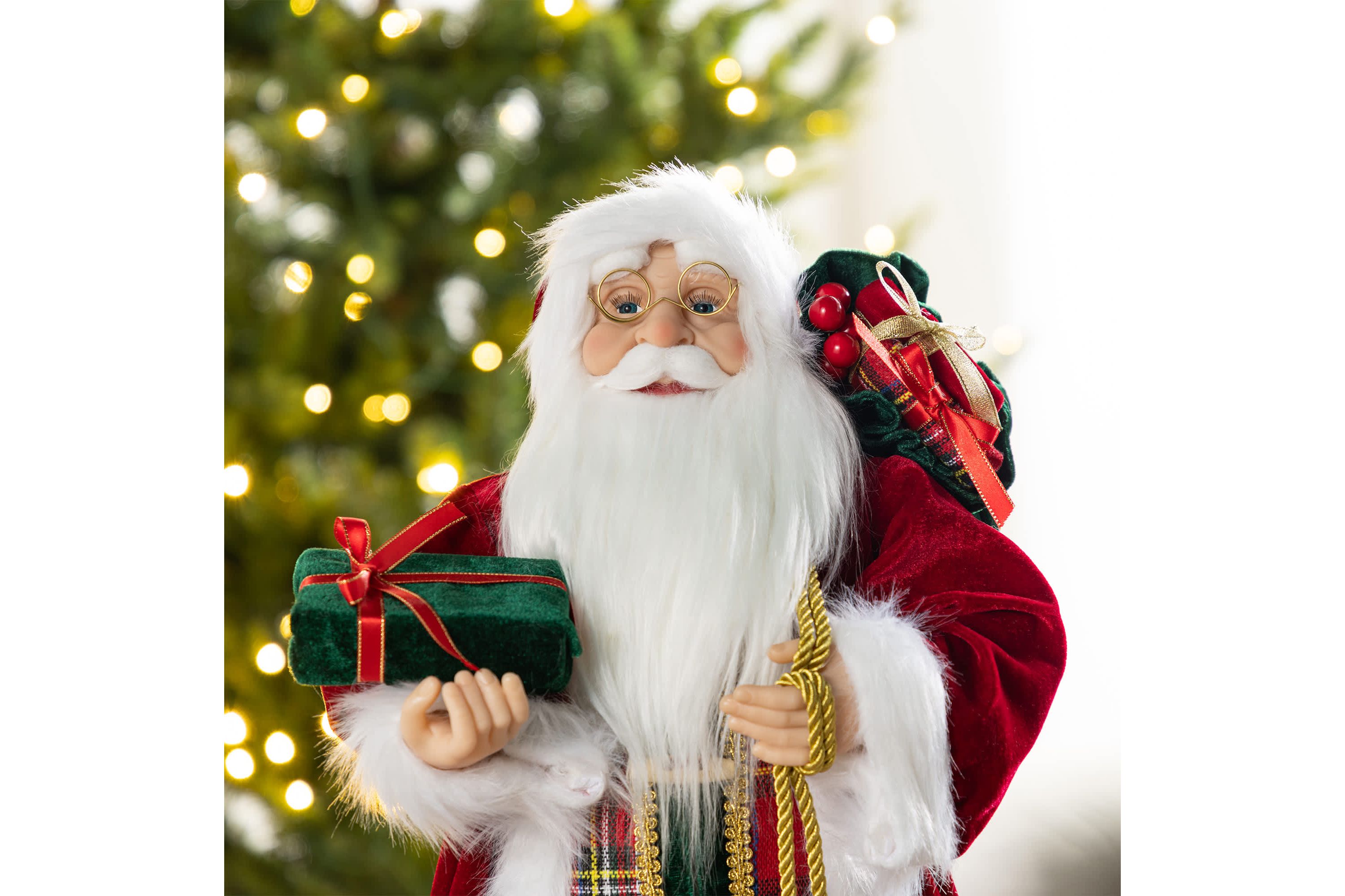 24"H Faux Fur Christmas Traditional Santa Figurine