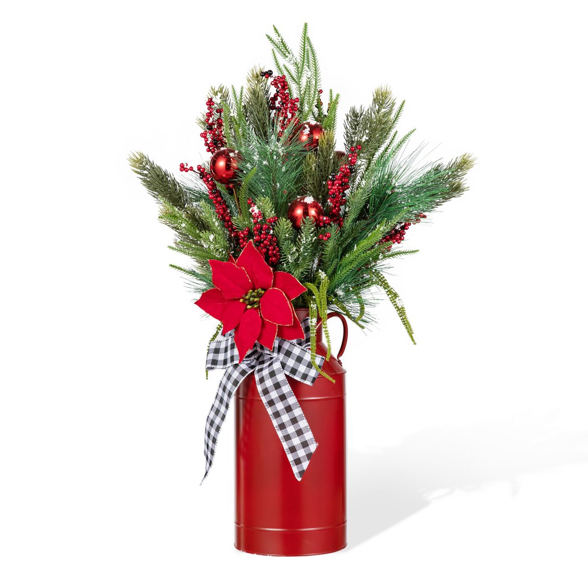 35"H Christmas Poinsettia Floral Potted Porch Tree